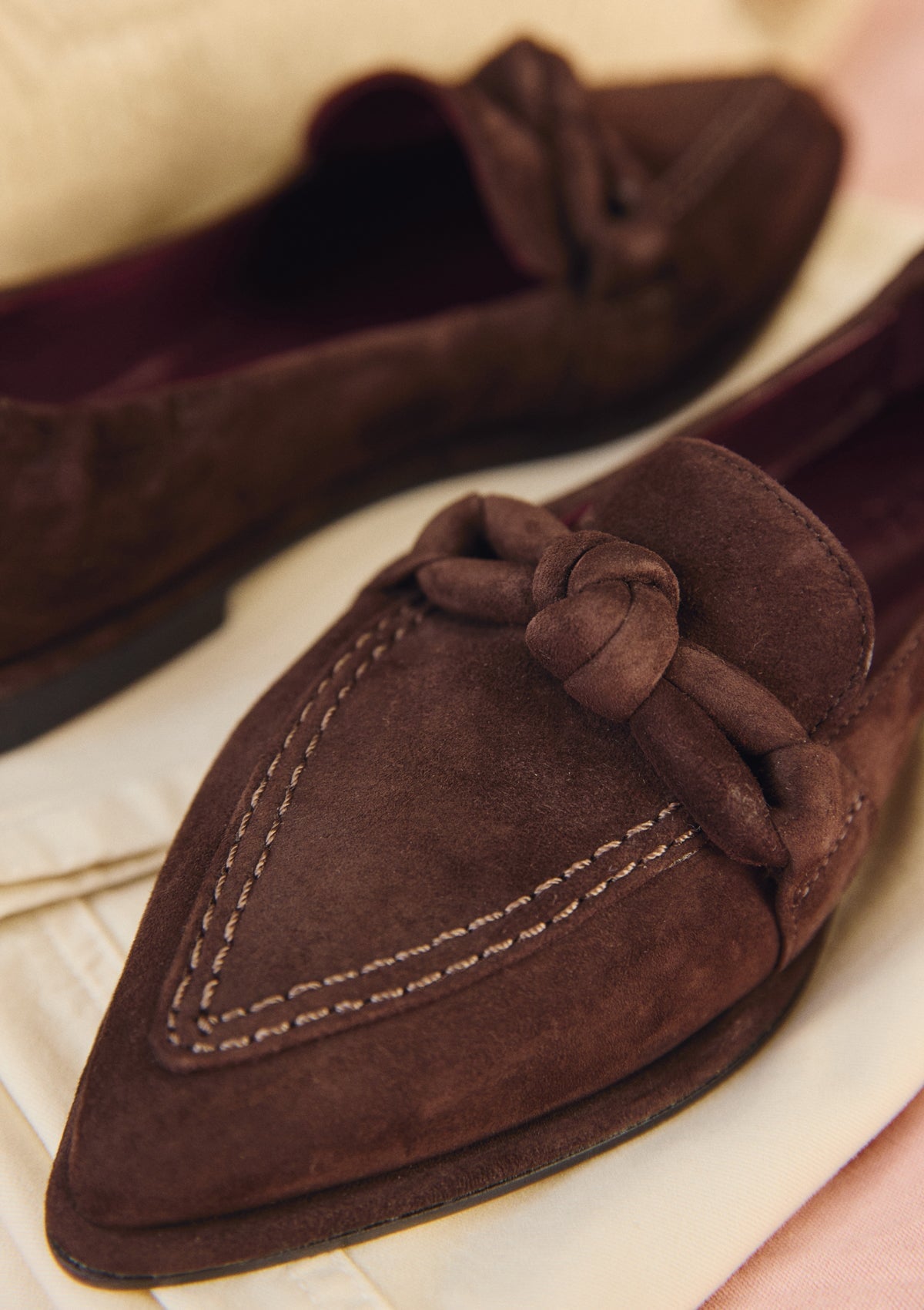 Damen Loafer aus softem braunem Velours in Sacchettomachart Damen Loafers & Schnürer Pomme D'or