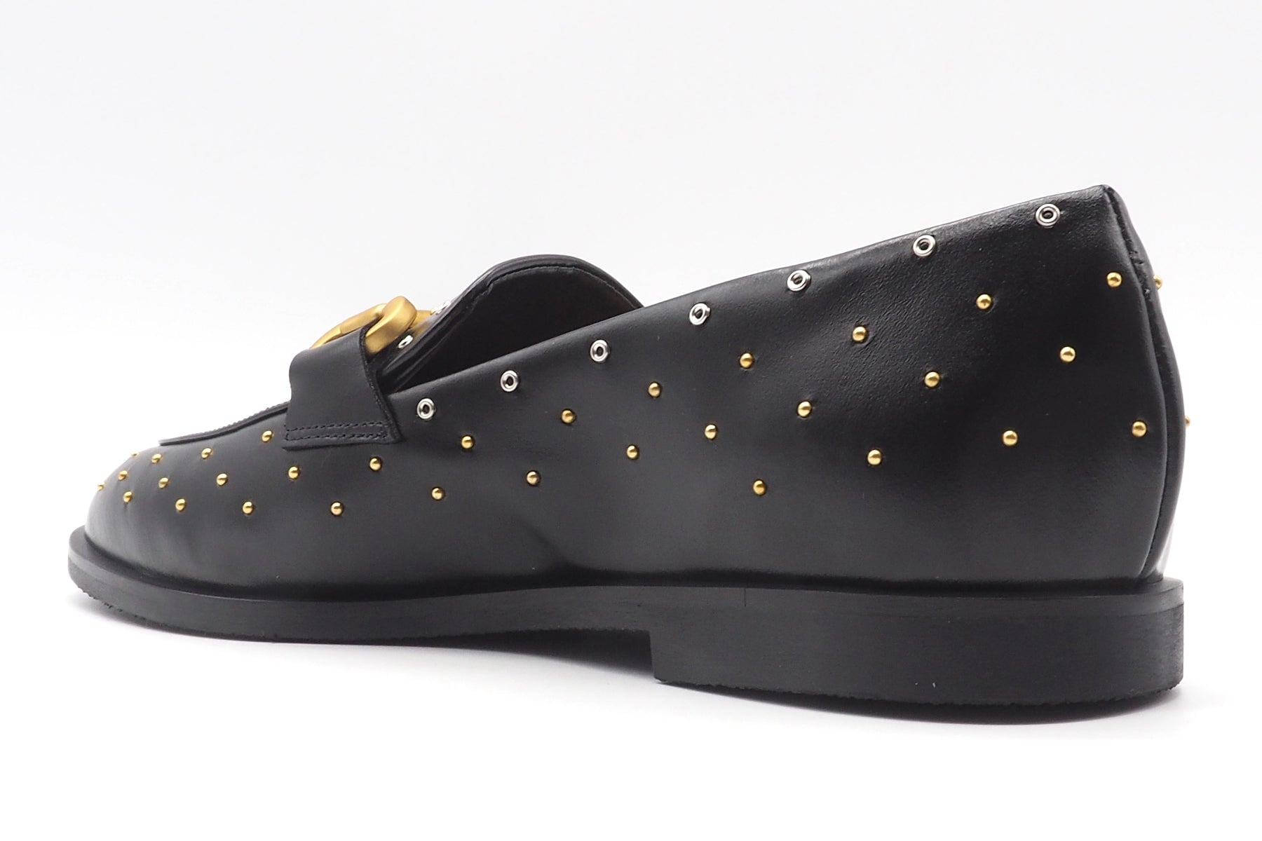 Damen Loafer aus softem Leder auf mit Nieten auf weicher Sohle in Schwarz - 2 cm Damen Loafers & Schnürer Mara Bini