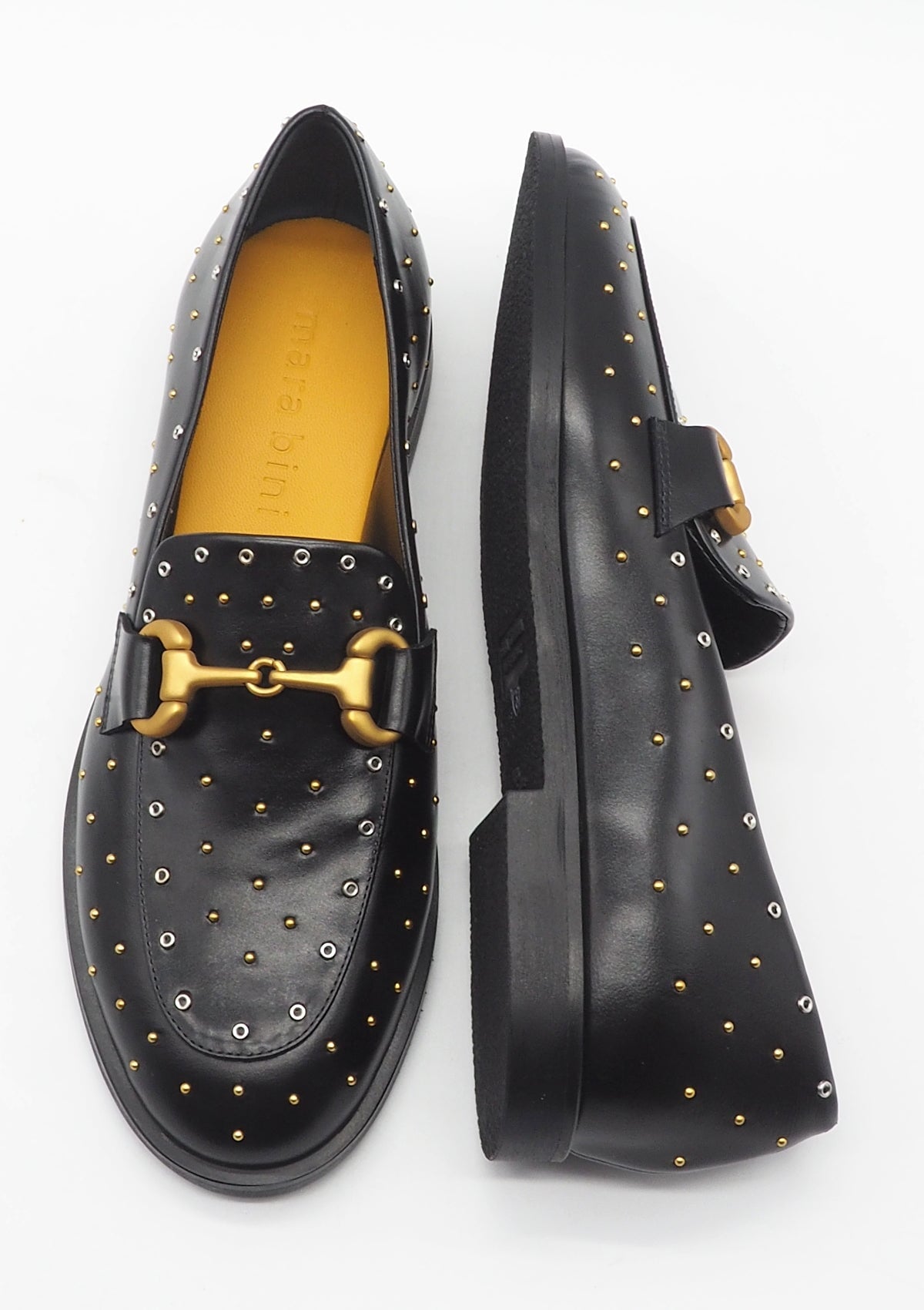 Damen Loafer aus softem Leder auf mit Nieten auf weicher Sohle in Schwarz - 2 cm Damen Loafers & Schnürer Mara Bini