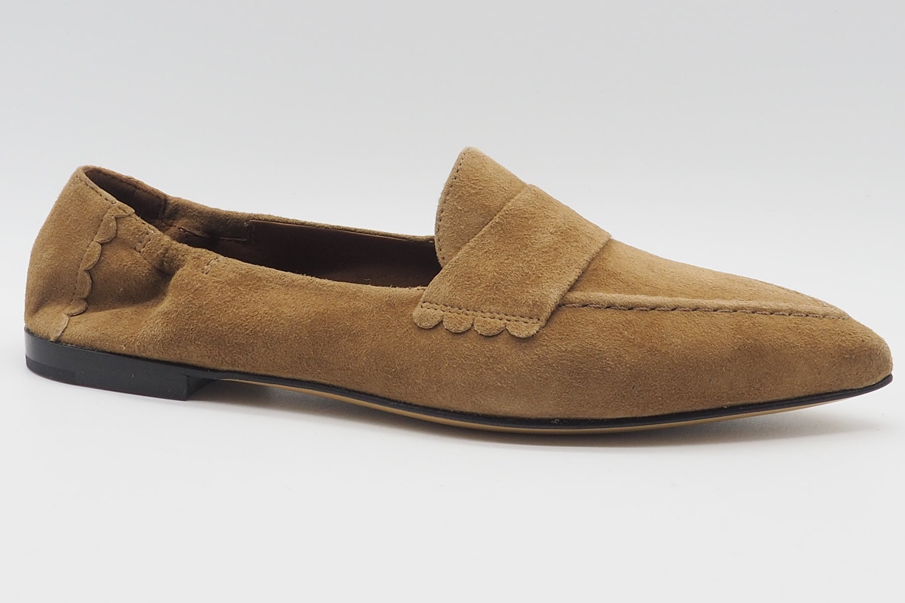 Damen Loafer aus softem Velours in Caramelbraun - Sacchettomachart Damen Loafers & Schnürer Pomme D'or