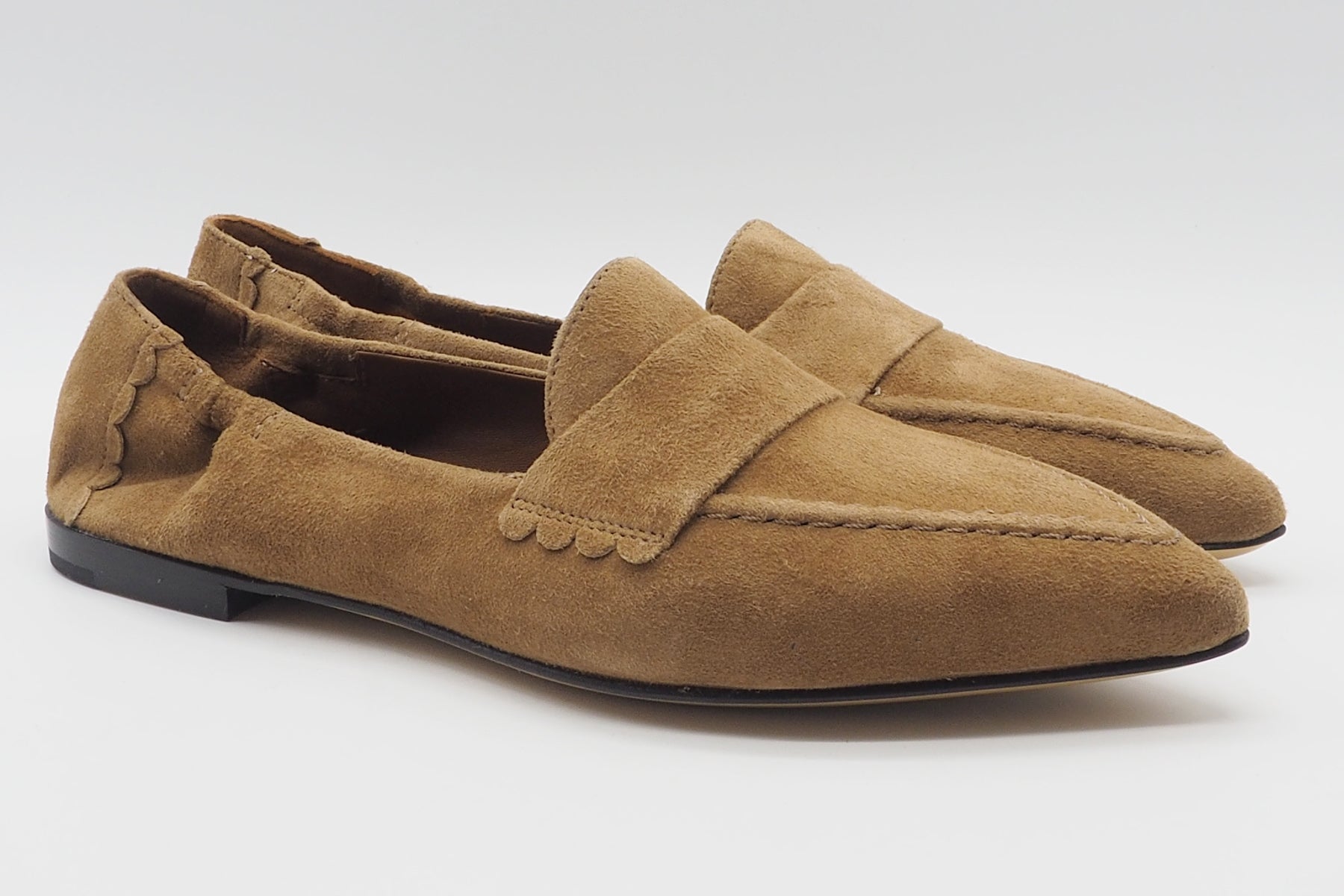 Damen Loafer aus softem Velours in Caramelbraun - Sacchettomachart Damen Loafers & Schnürer Pomme D'or