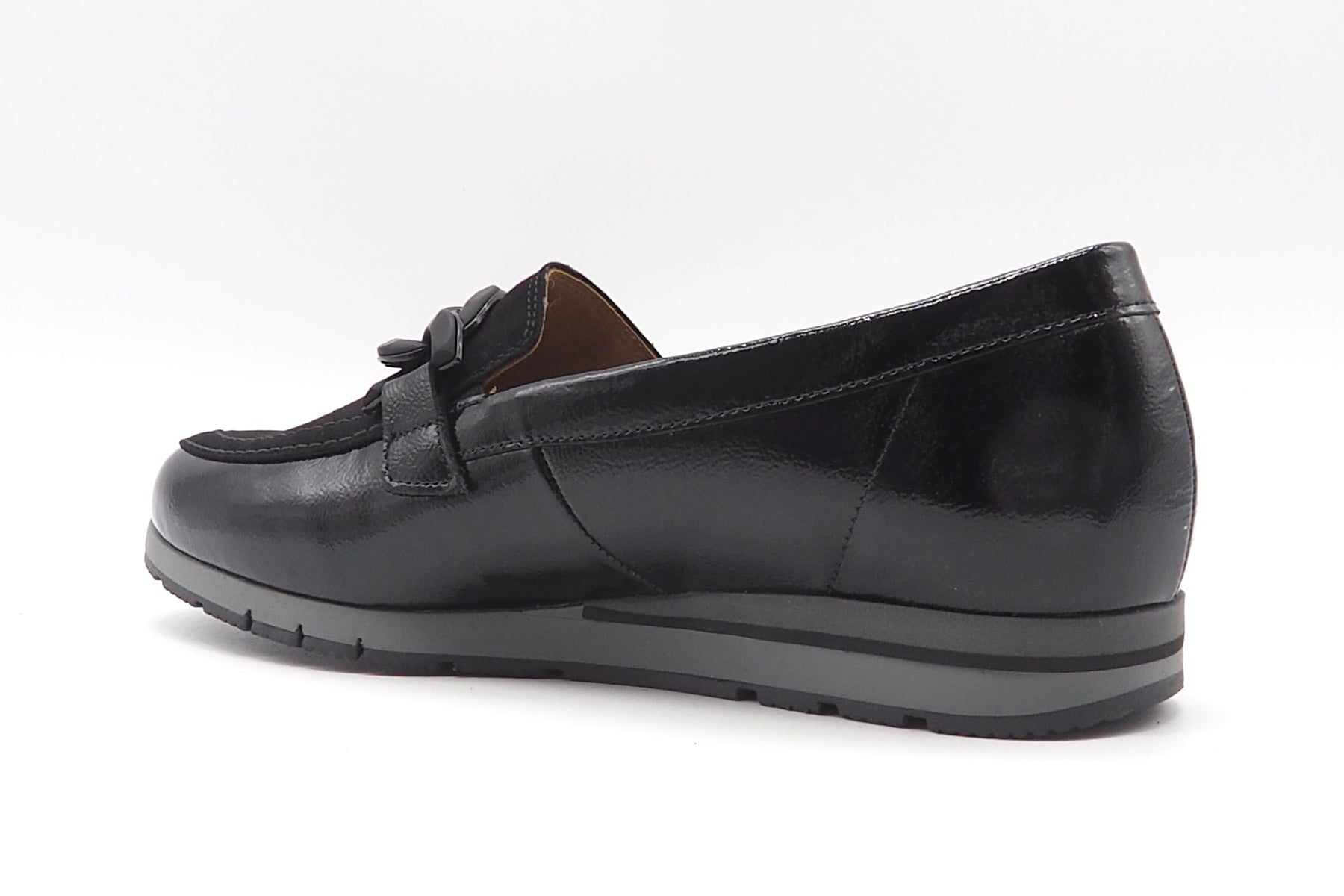 Damen Loafer aus Velours & Lackleder mit Dekorschnalle in Schwarz Damen Loafers & Schnürer Gabor