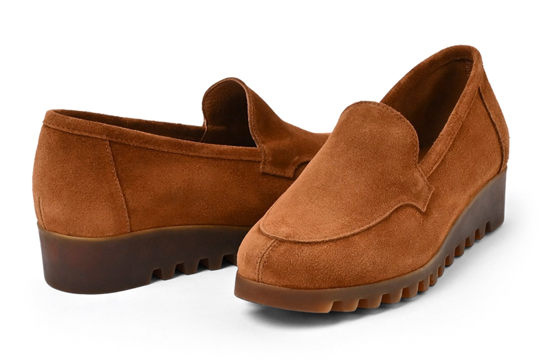 Damen Loafer aus Veloursleder in Cognac mit Kautschuksohle - Lomino Damen Loafers & Schnürer Arche