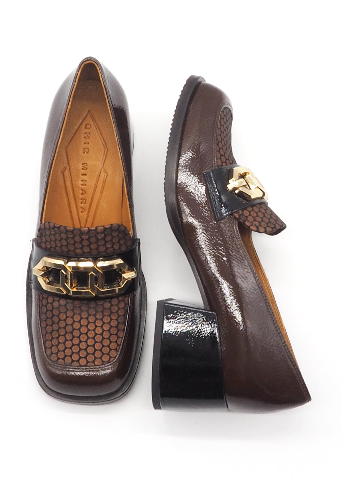 Damen Loafer in Karreeform in Braun & Metallic- Boal Damen Loafers & Schnürer Chie Mihara