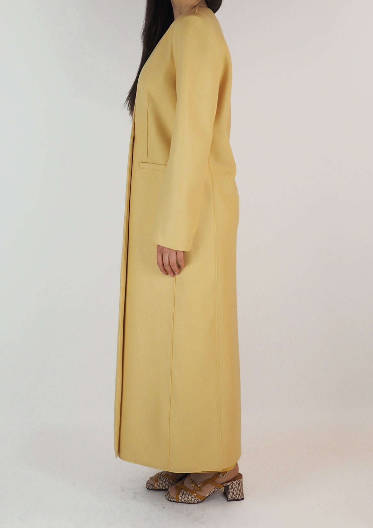 Damen Mantel aus gepresster Wolle in Gelb Damen Mantel Harris Wharf London