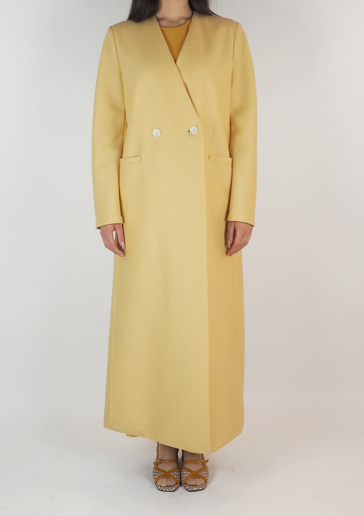 Damen Mantel aus gepresster Wolle in Gelb Damen Mantel Harris Wharf London