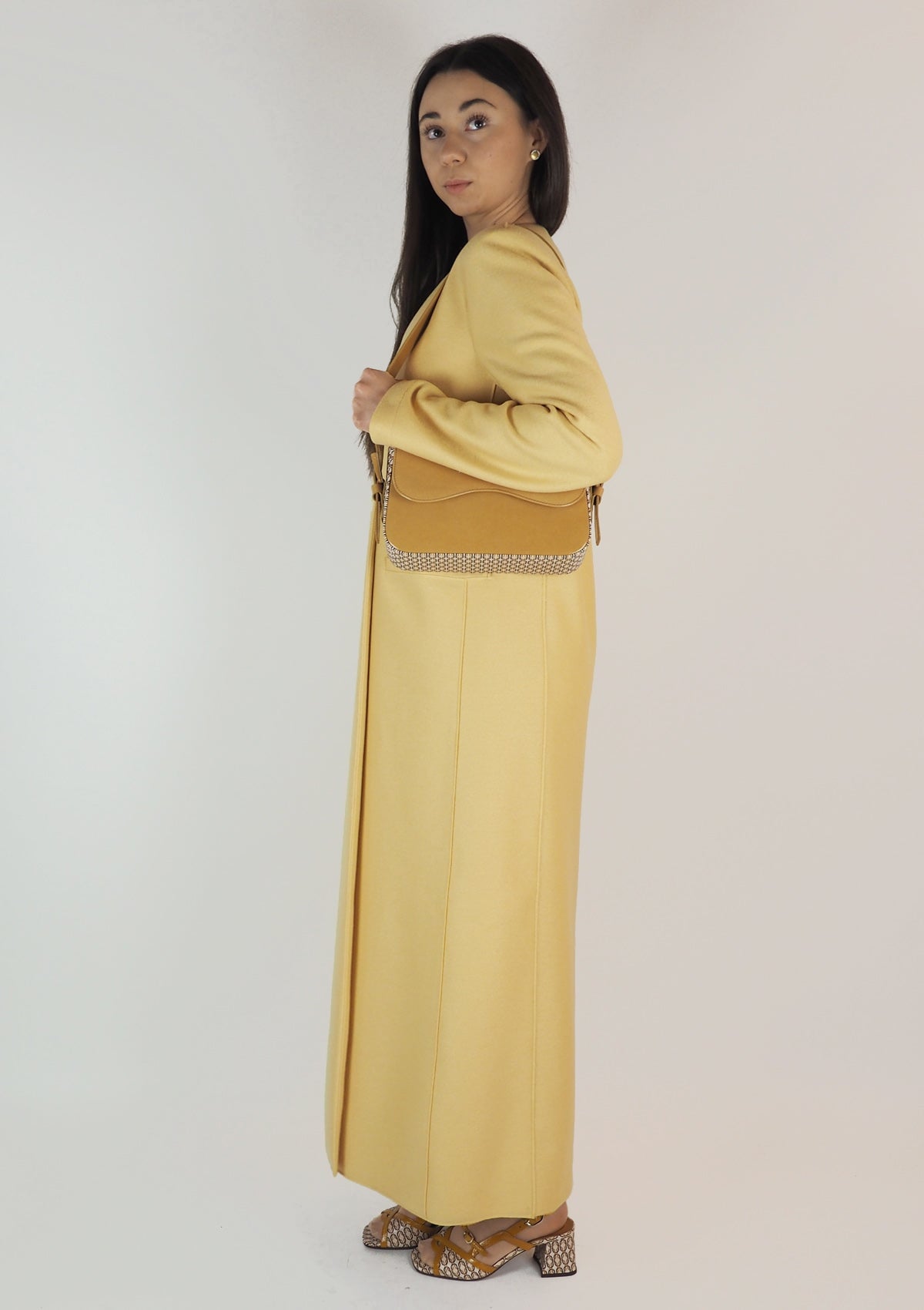 Damen Mantel aus gepresster Wolle in Gelb Damen Mantel Harris Wharf London