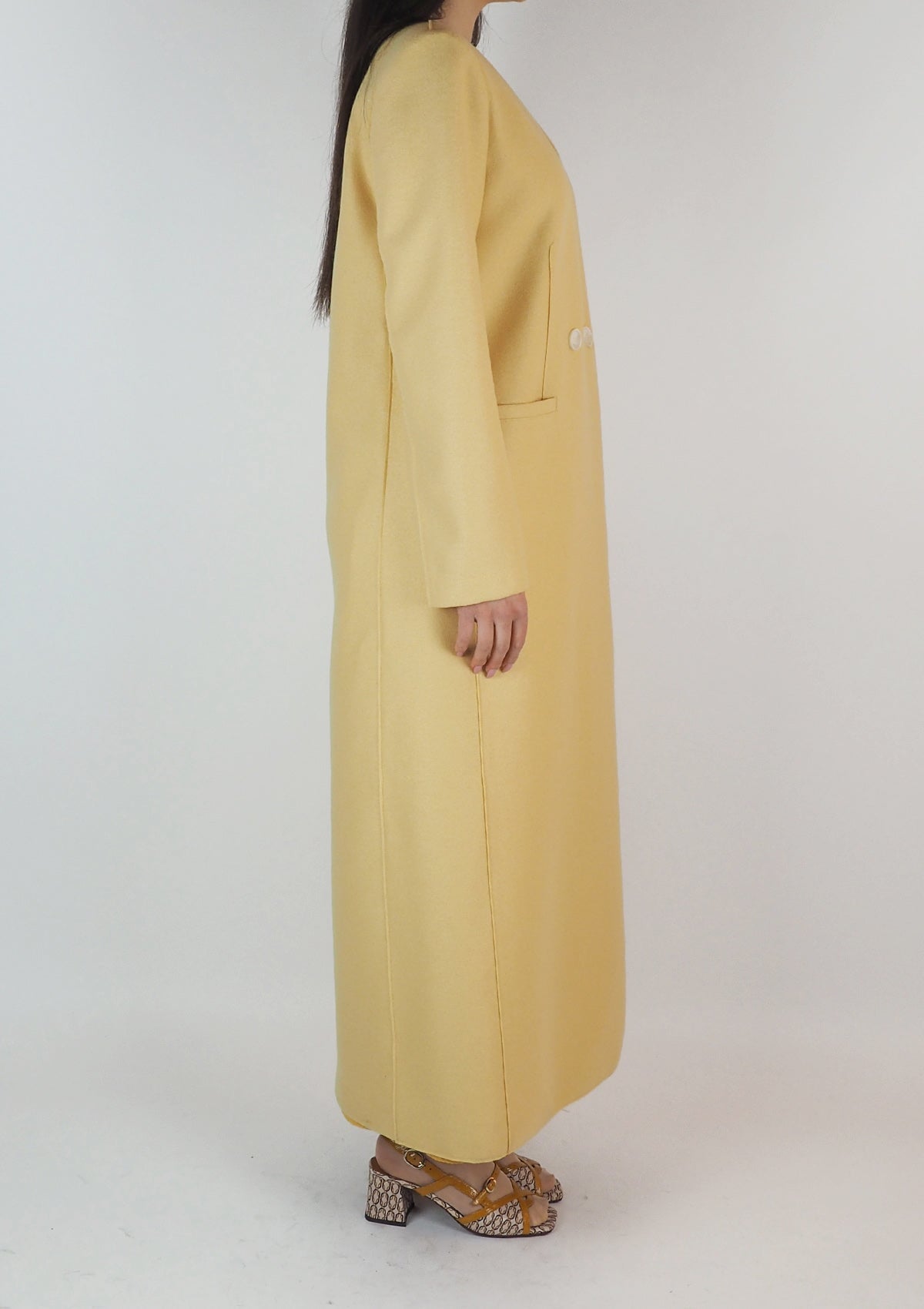 Damen Mantel aus gepresster Wolle in Gelb Damen Mantel Harris Wharf London