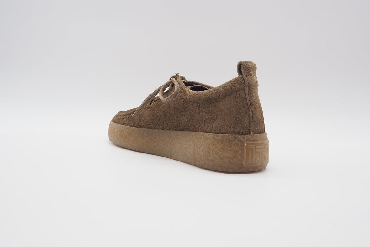 Damen-Moccasinschnürer aus Veloursleder in Braun mit Kreppsohlenoptik Damen Loafers & Schnürer Kennel & Schmenger