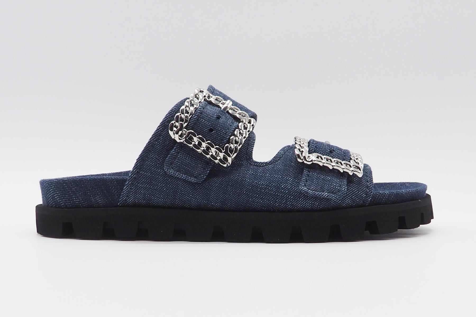 Damen Mules aus Denim in Jeansblau - Net - Plateau 2cm Damen Mules & Sabots Kennel & Schmenger