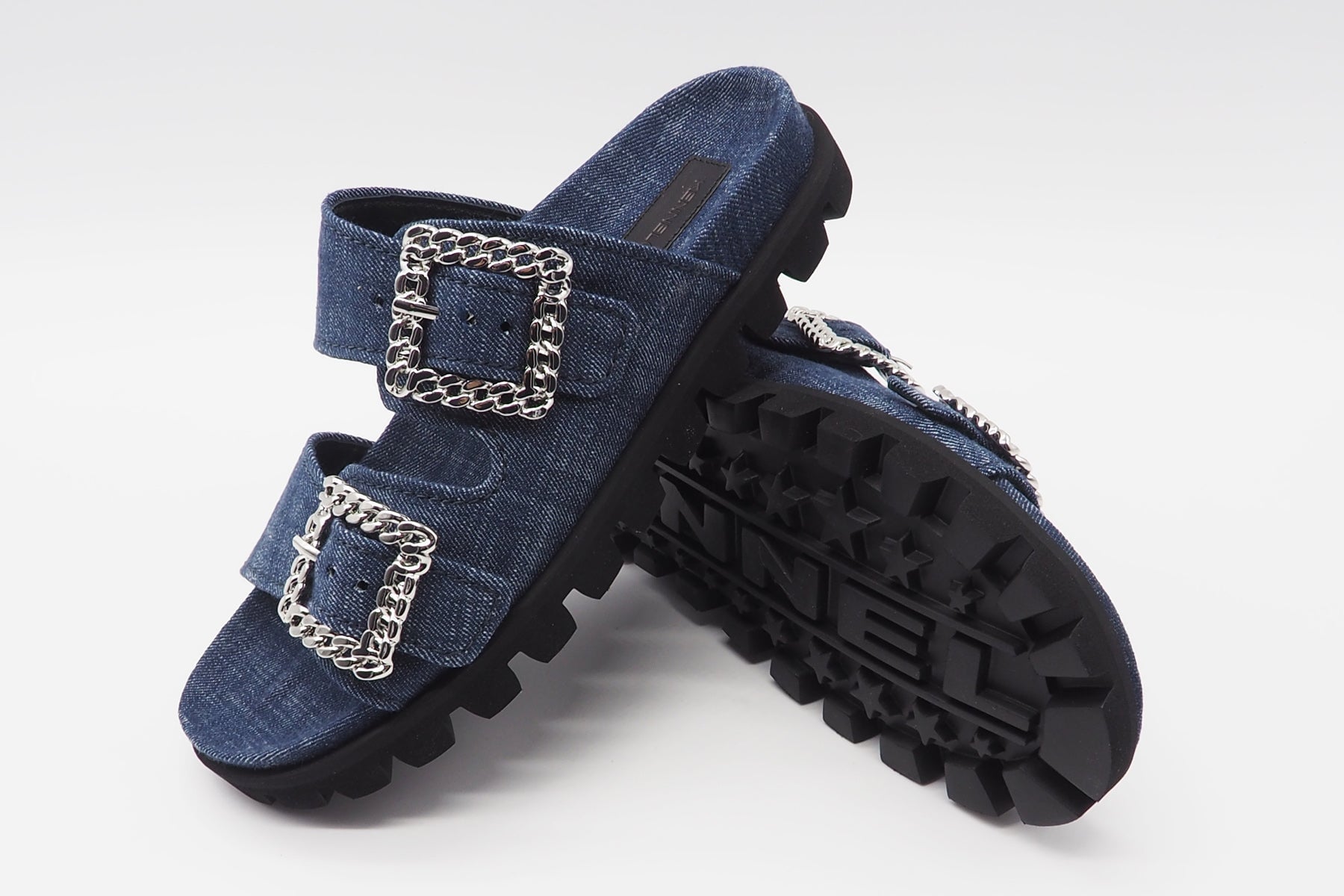 Damen Mules aus Denim in Jeansblau - Net - Plateau 2cm Damen Mules & Sabots Kennel & Schmenger