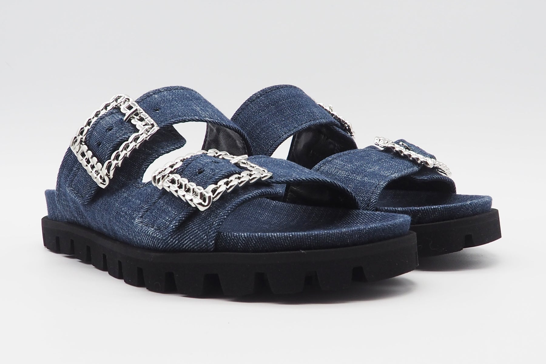 Damen Mules aus Denim in Jeansblau - Net - Plateau 2cm Damen Mules & Sabots Kennel & Schmenger