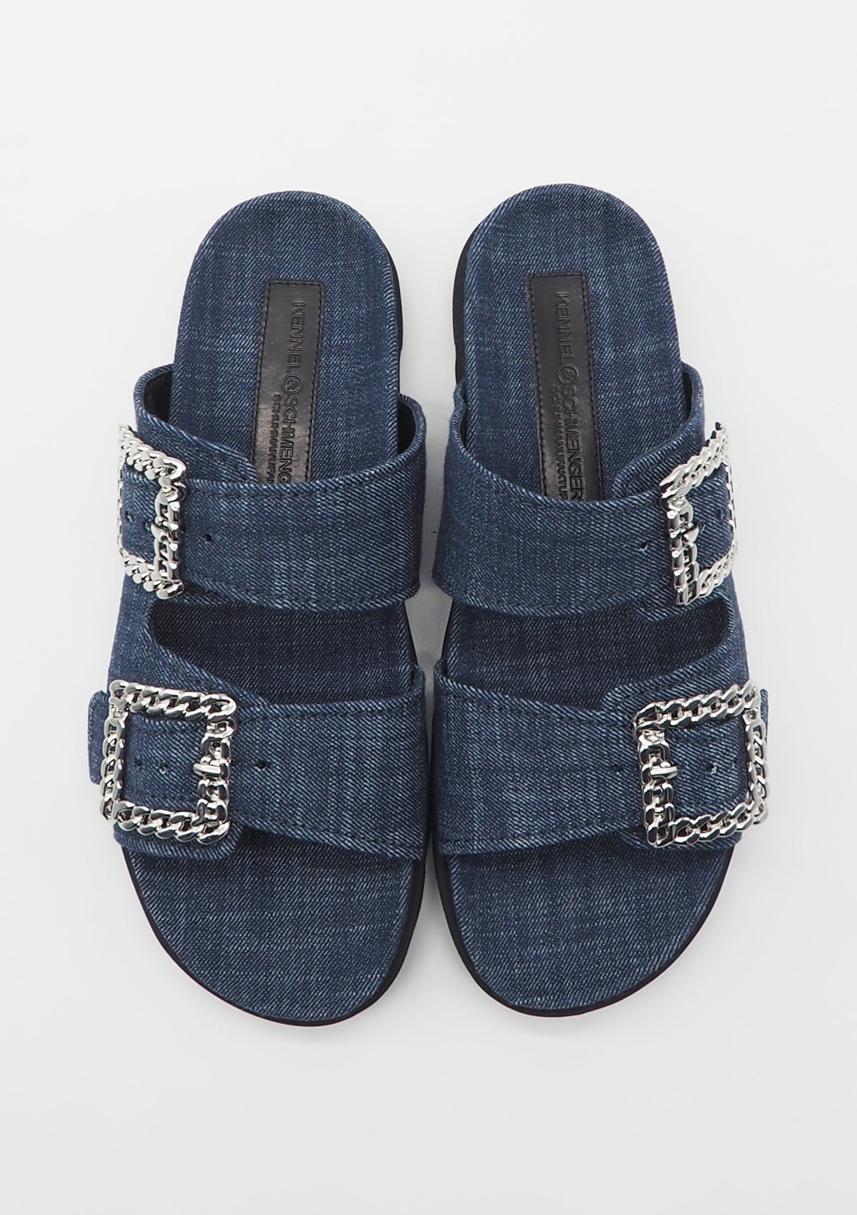 Damen Mules aus Denim in Jeansblau - Net - Plateau 2cm Damen Mules & Sabots Kennel & Schmenger