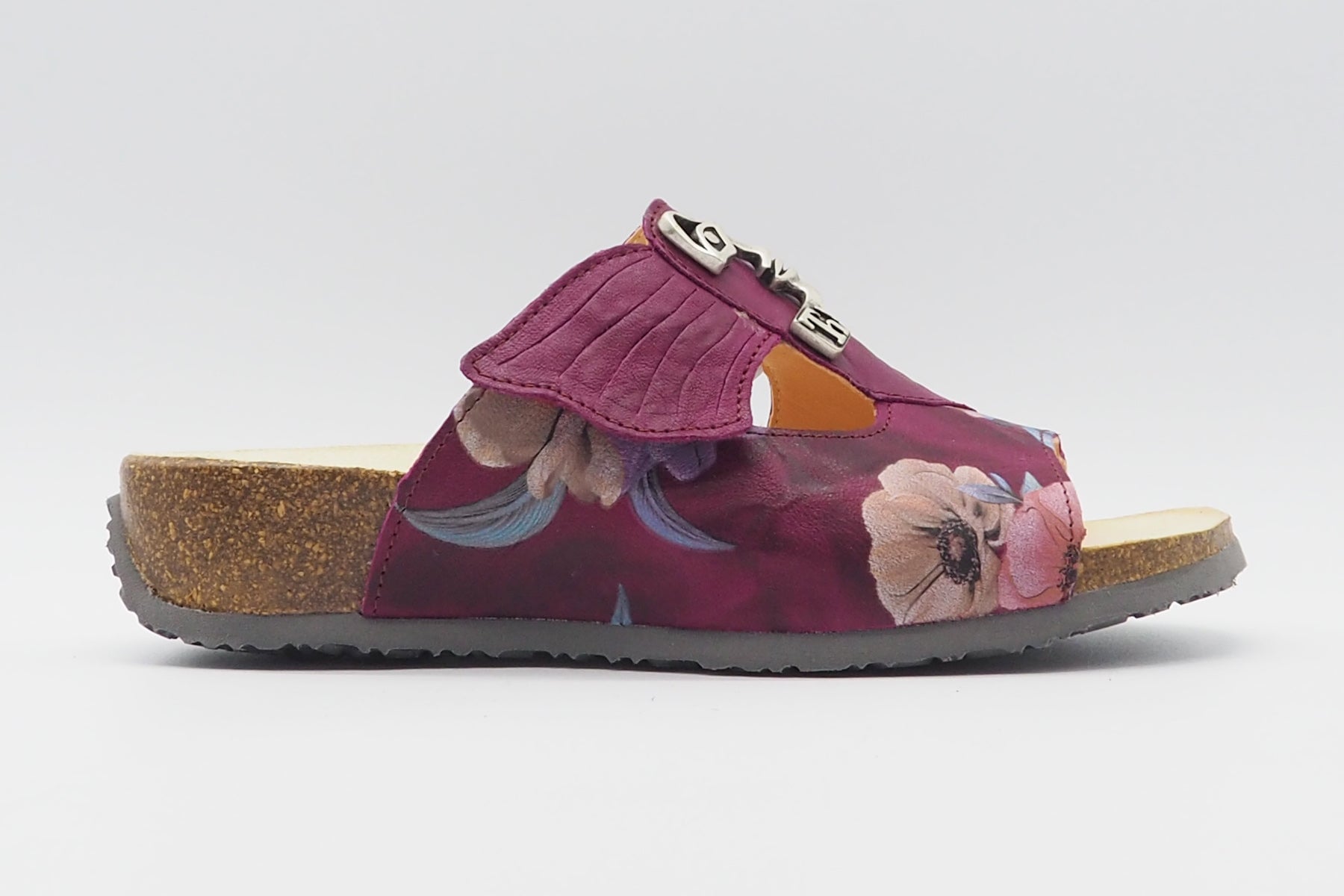 Damen Pantoffel aus Glattleder in Magnolia & Print - Absatz 3cm - Mizzi Damen Naturfußbett Think