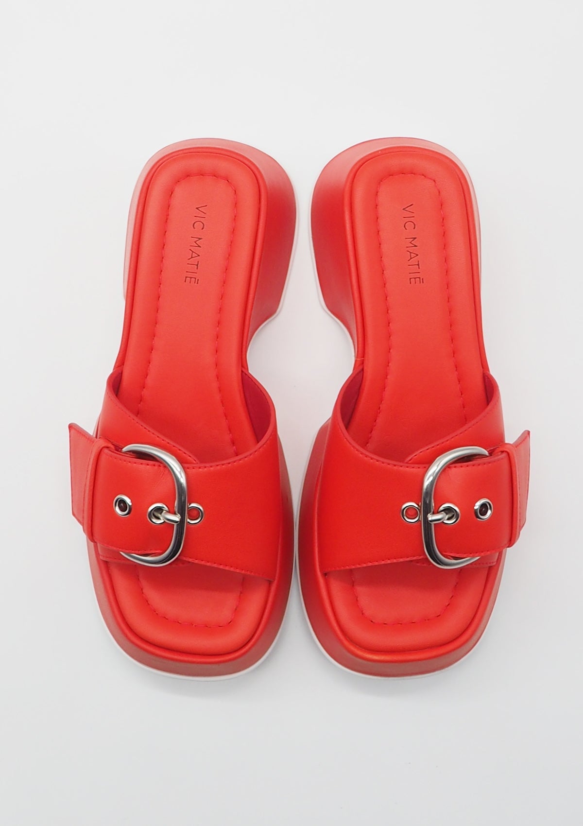 Damen Pantoffel aus Leder in Rot - Absatz 2cm Damen Mules & Sabots Vic Matié