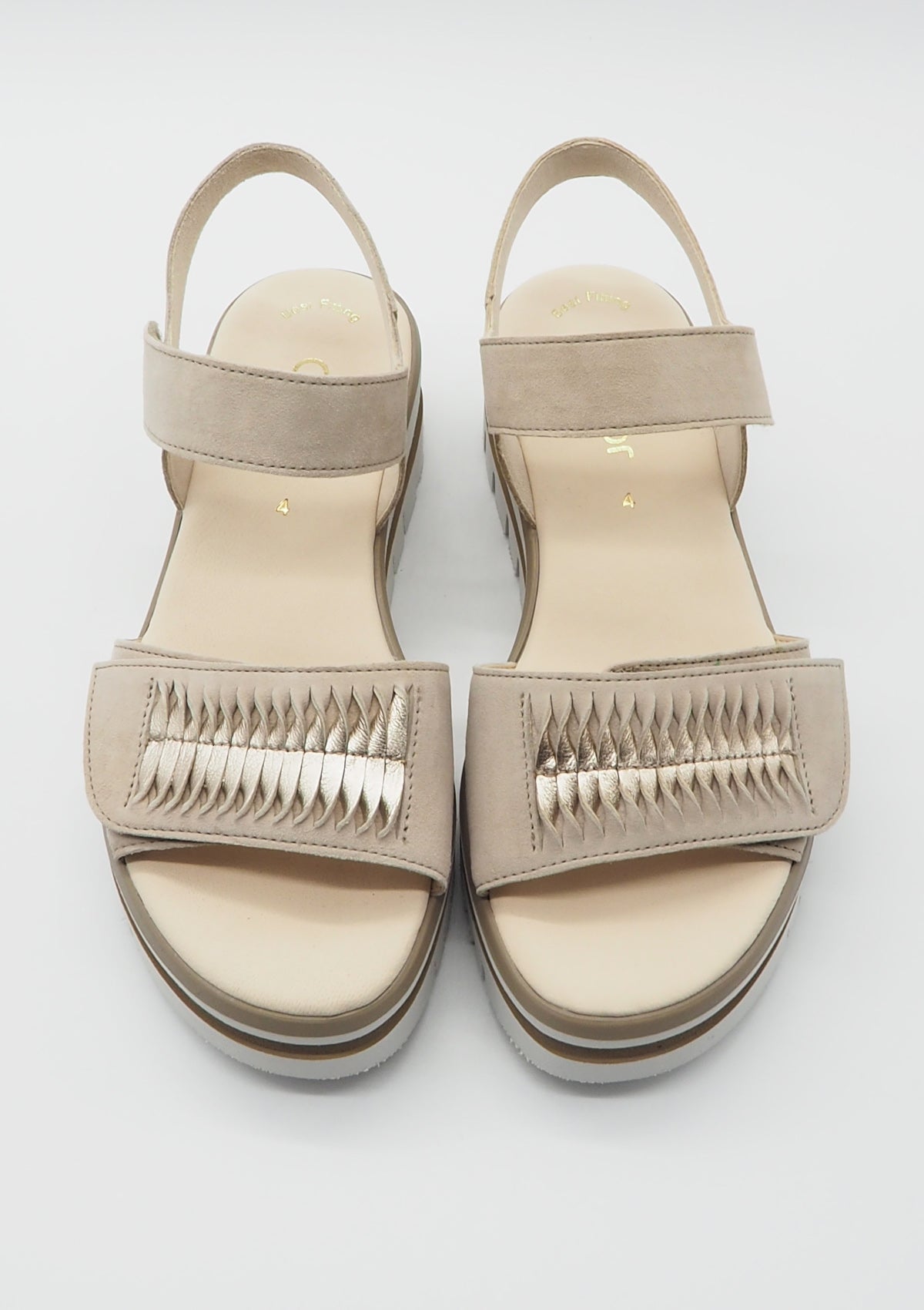 Damen Plateau-Sandale aus Veloursleder in Beige Damen Sandalen Gabor