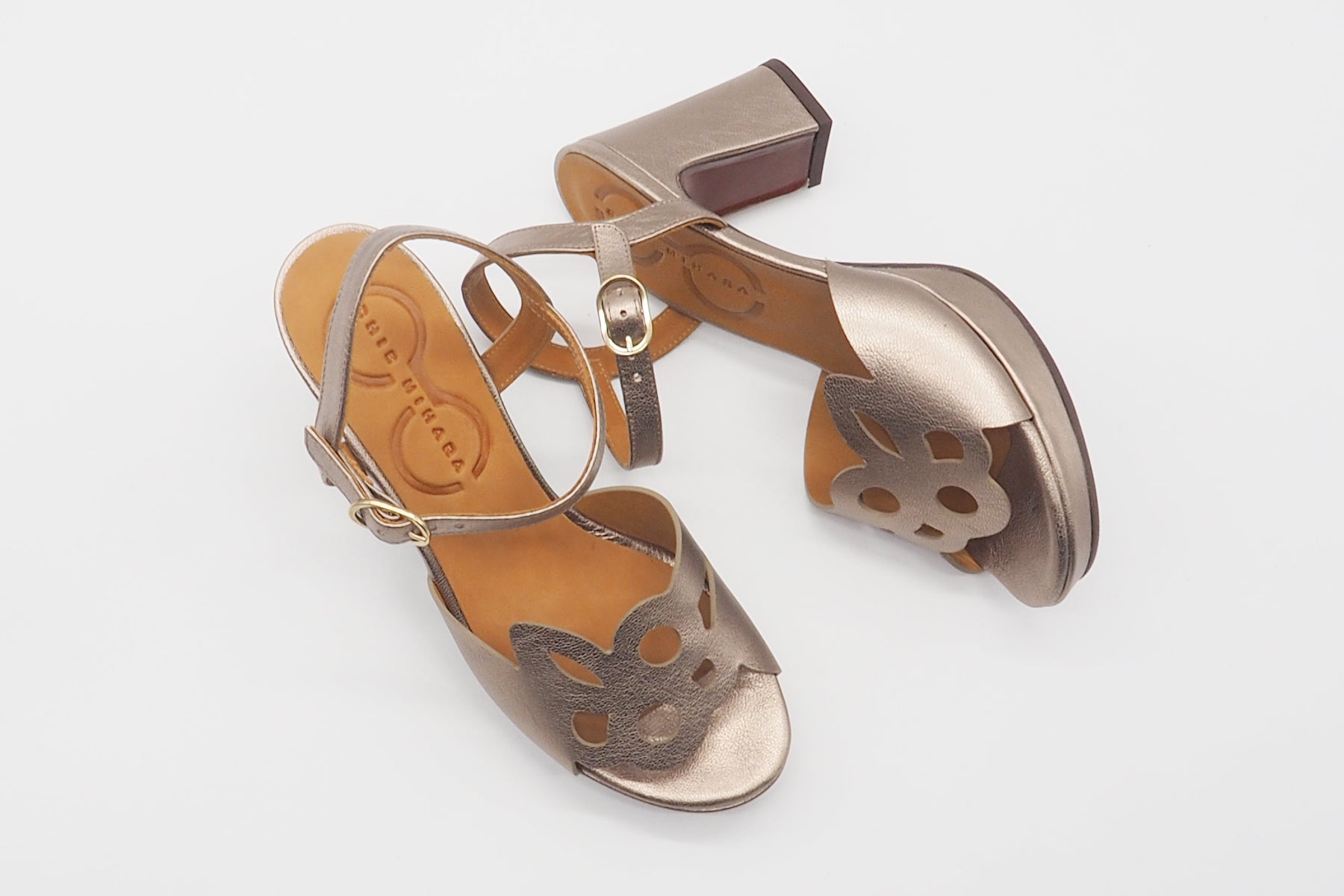 Damen Plateausandale aus Metallicleder in Bronce - Kemada - Absatz 10 cm Damen Sandalen Chie Mihara