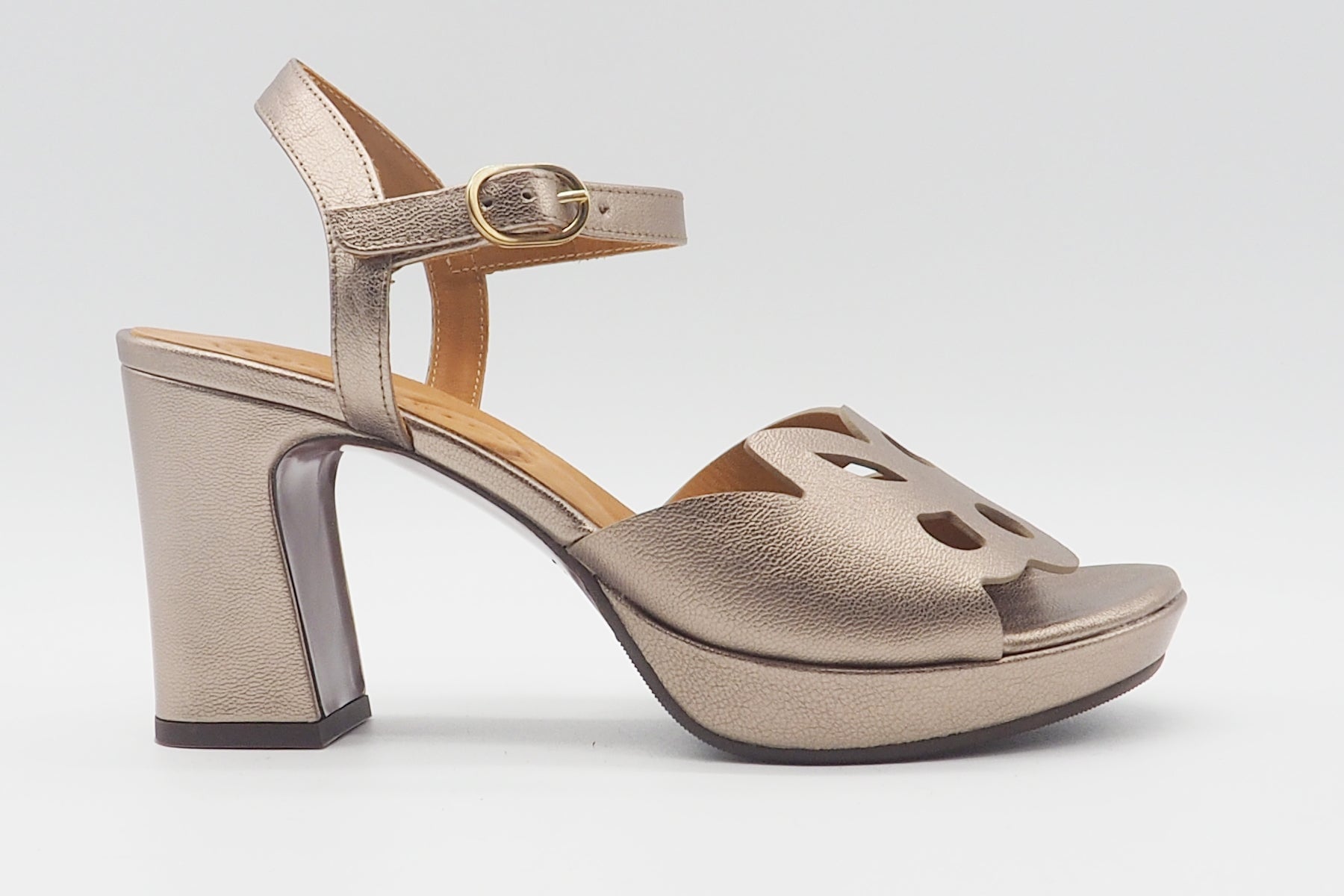 Damen Plateausandale aus Metallicleder in Bronce - Kemada - Absatz 10 cm Damen Sandalen Chie Mihara