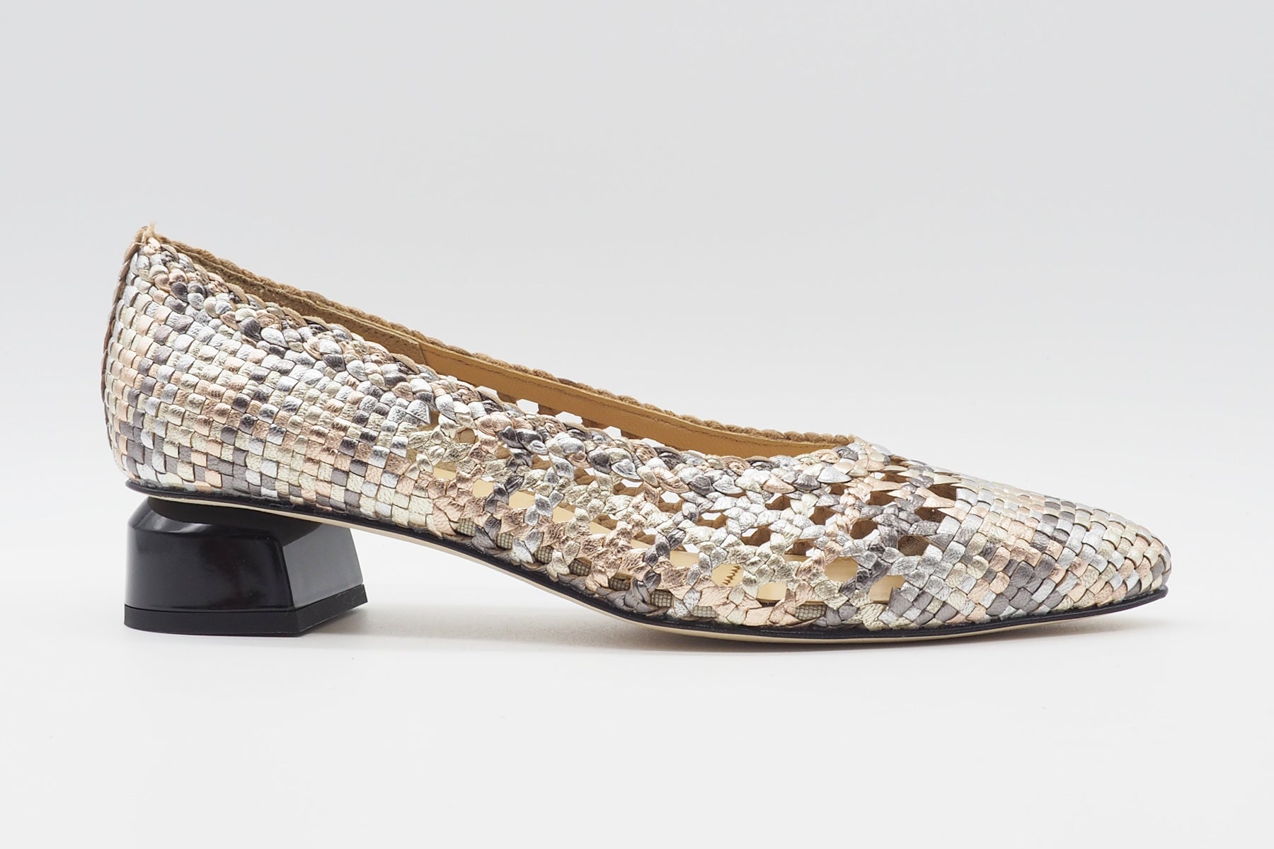 Damen Pumps aus geflochtenem Metallicleder Damen Sling Brunate