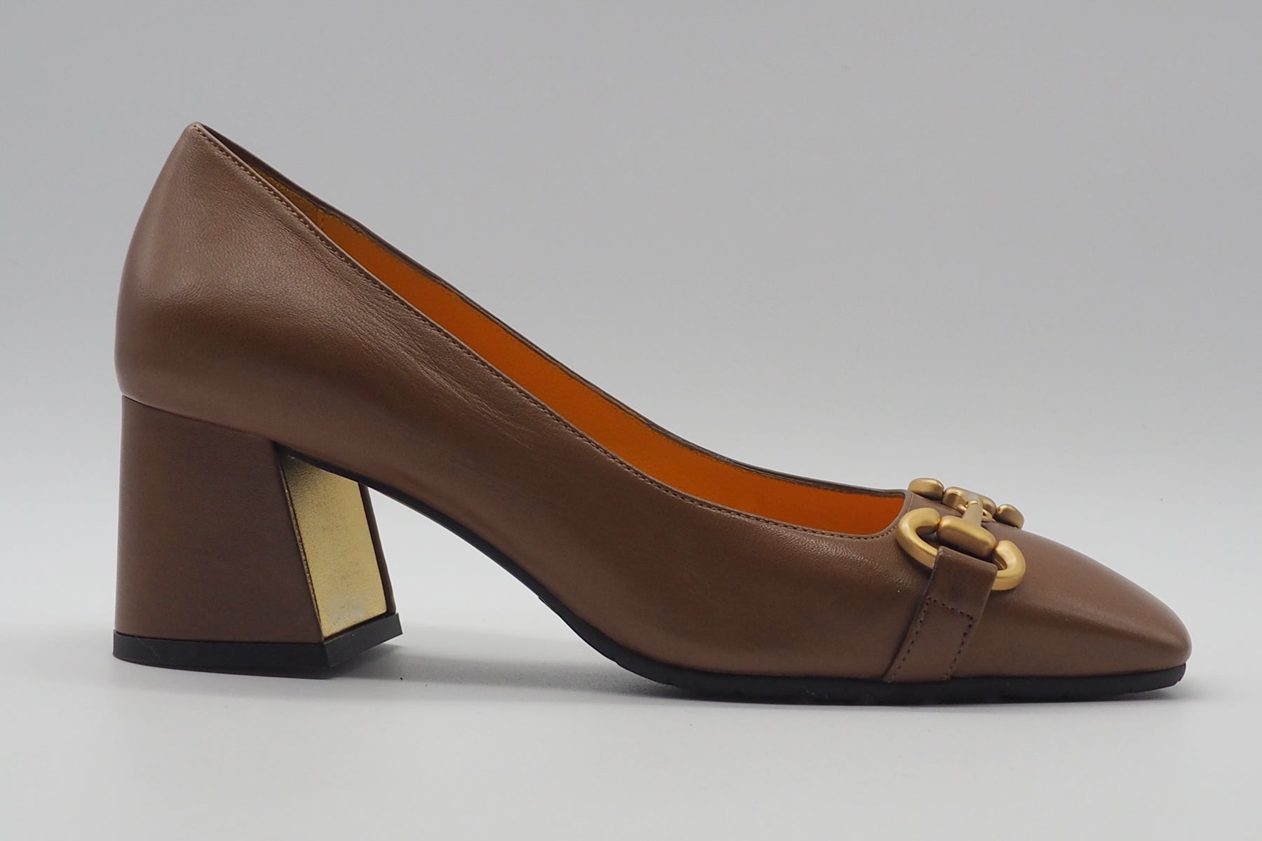 Damen Pumps aus Glattleder in Mittelbraun mit Blockabsatz Damen Pumps Pumps