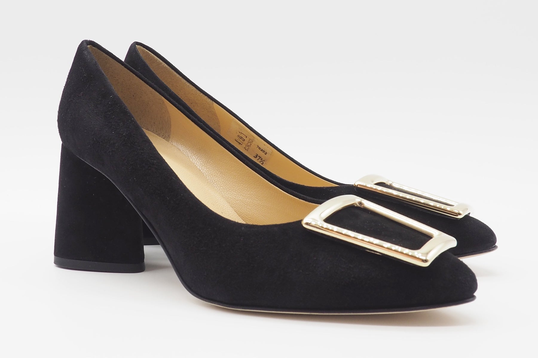 Damen Pumps aus Veloursleder mit Spange in Schwarz Damen Pumps Brunate