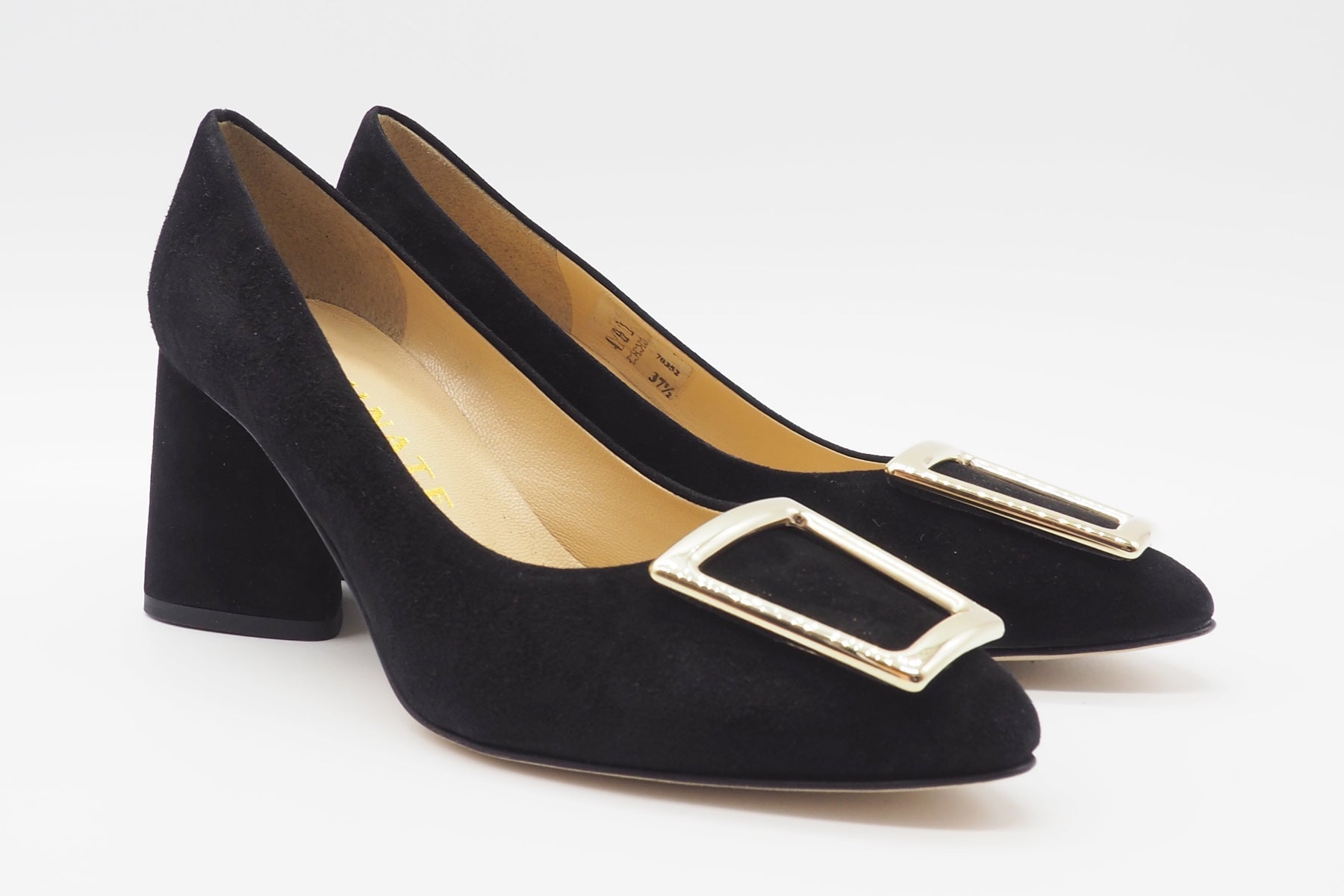 Damen Pumps aus Veloursleder mit Spange in Schwarz Damen Pumps Brunate