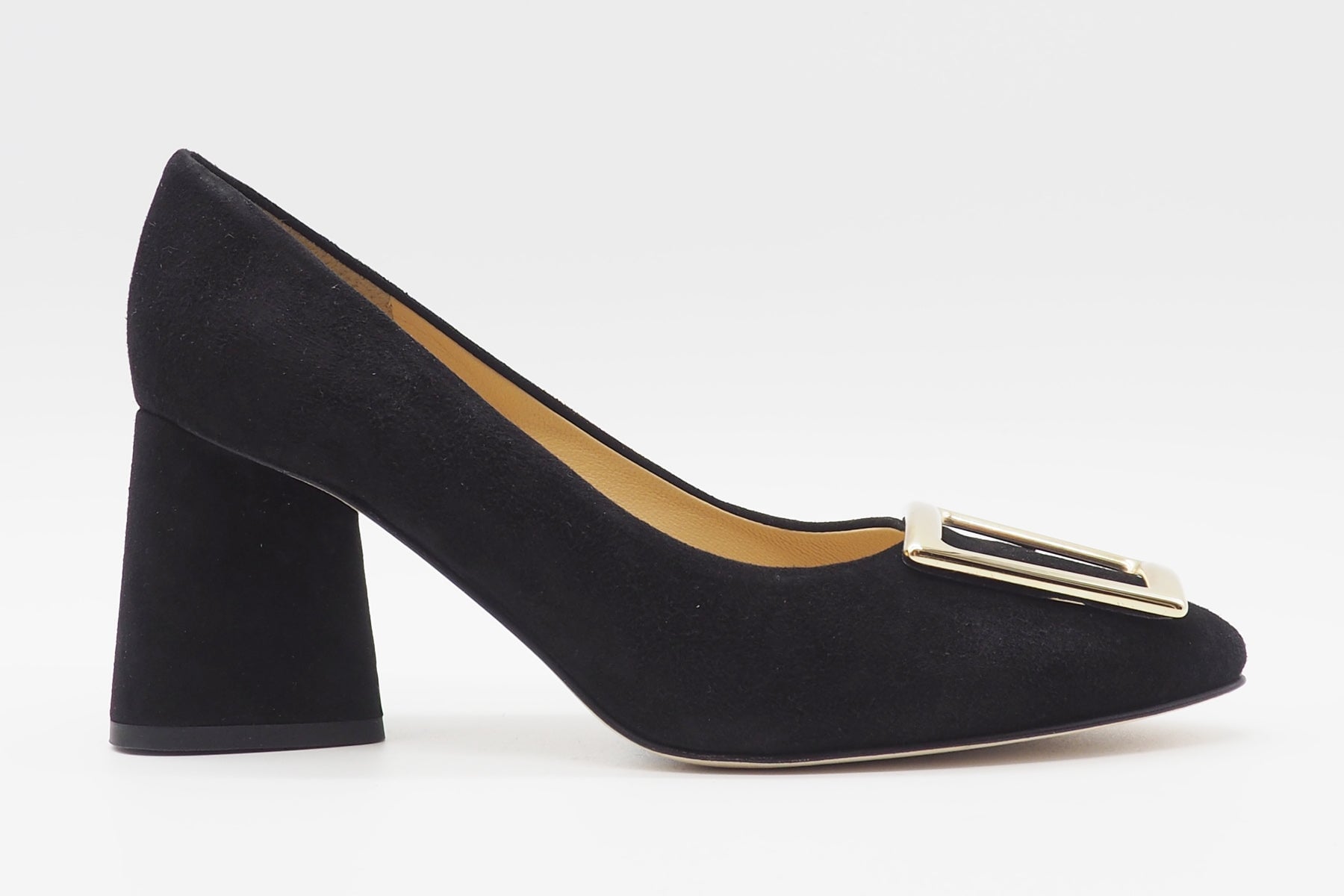 Damen Pumps aus Veloursleder mit Spange in Schwarz Damen Pumps Brunate