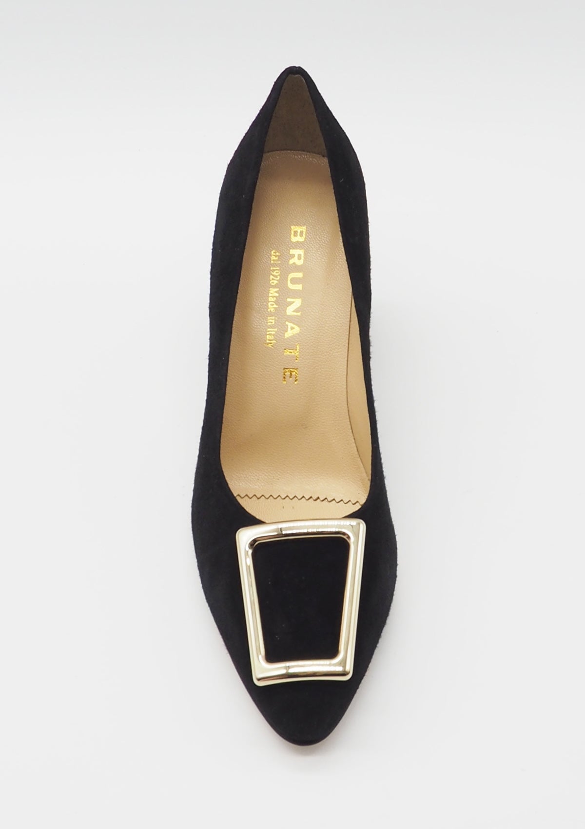 Damen Pumps aus Veloursleder mit Spange in Schwarz Damen Pumps Brunate