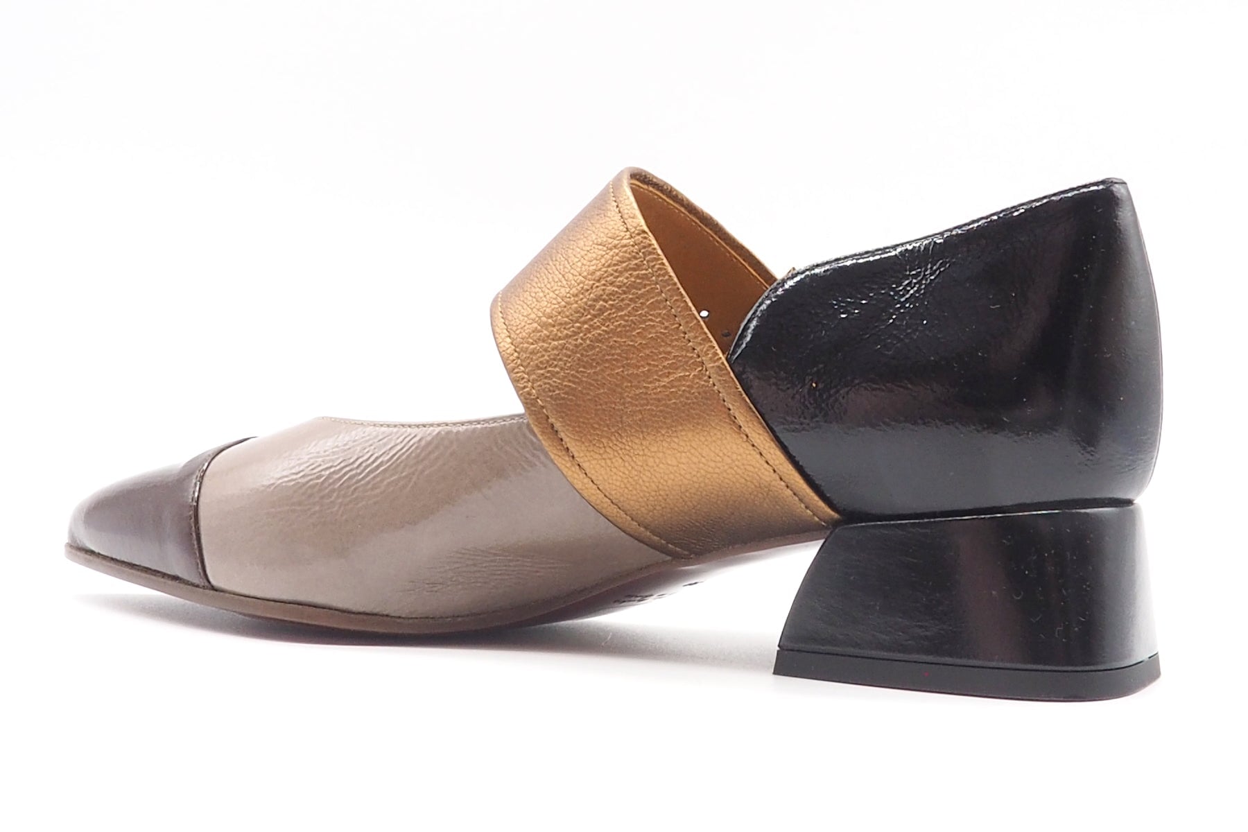 Damen Pumps mit Ristspange in Braunkombi Lack & Bronze - Hebas - 4 cm Damen Pumps & Slings Chie Mihara