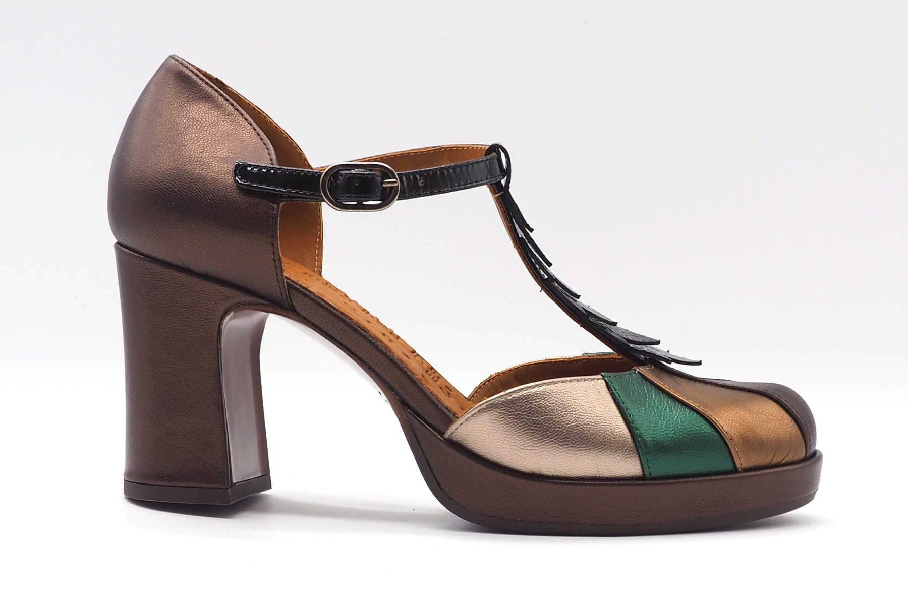 Damen Pumps mit T-Spange in Bronce mit Plateau Damen Loafers & Schnürer Chie Mihara