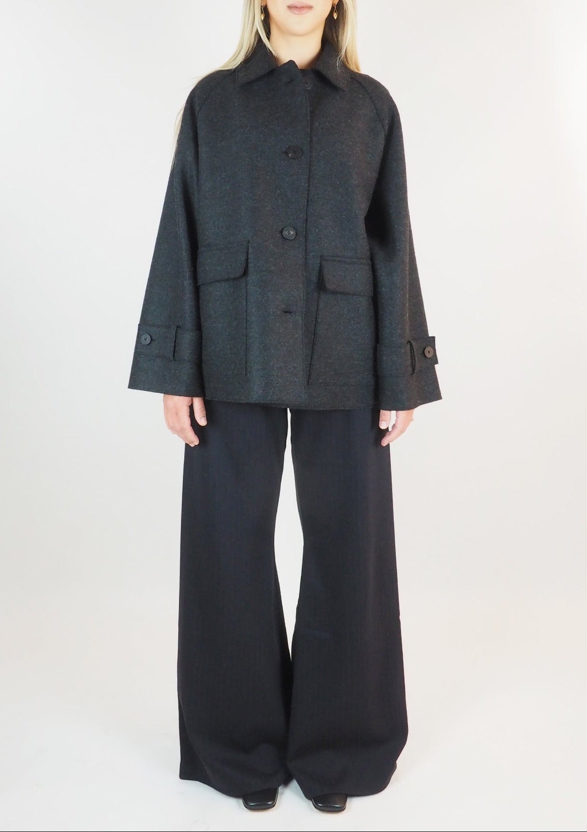 Damen Raglanjacke mit Steppfutter - Anthracite Damen Jacke Harris Wharf London