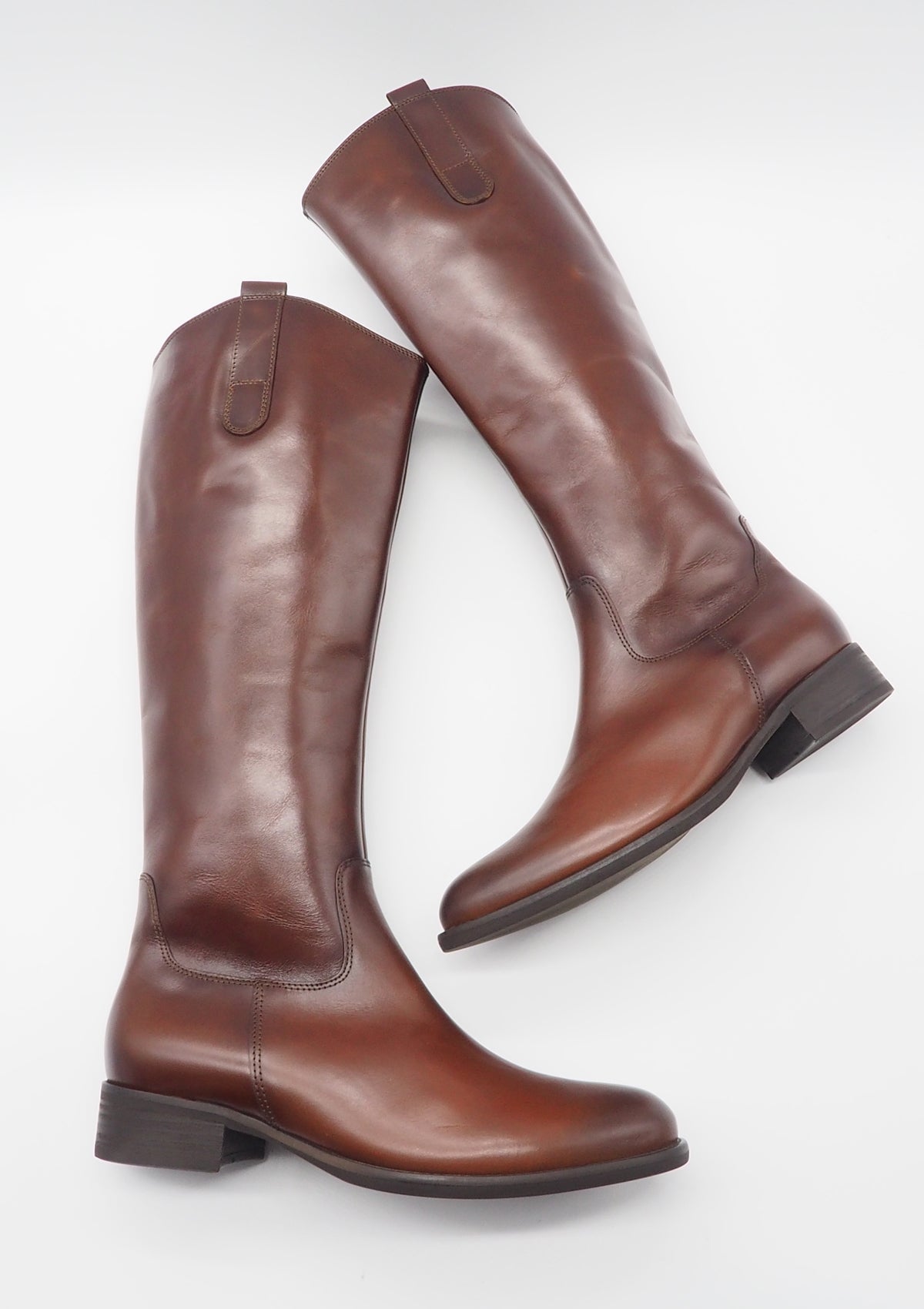 Damen Reitstiefel in glattem Leder in Cognac mit Reissverschluss Damen Stiefel Gabor