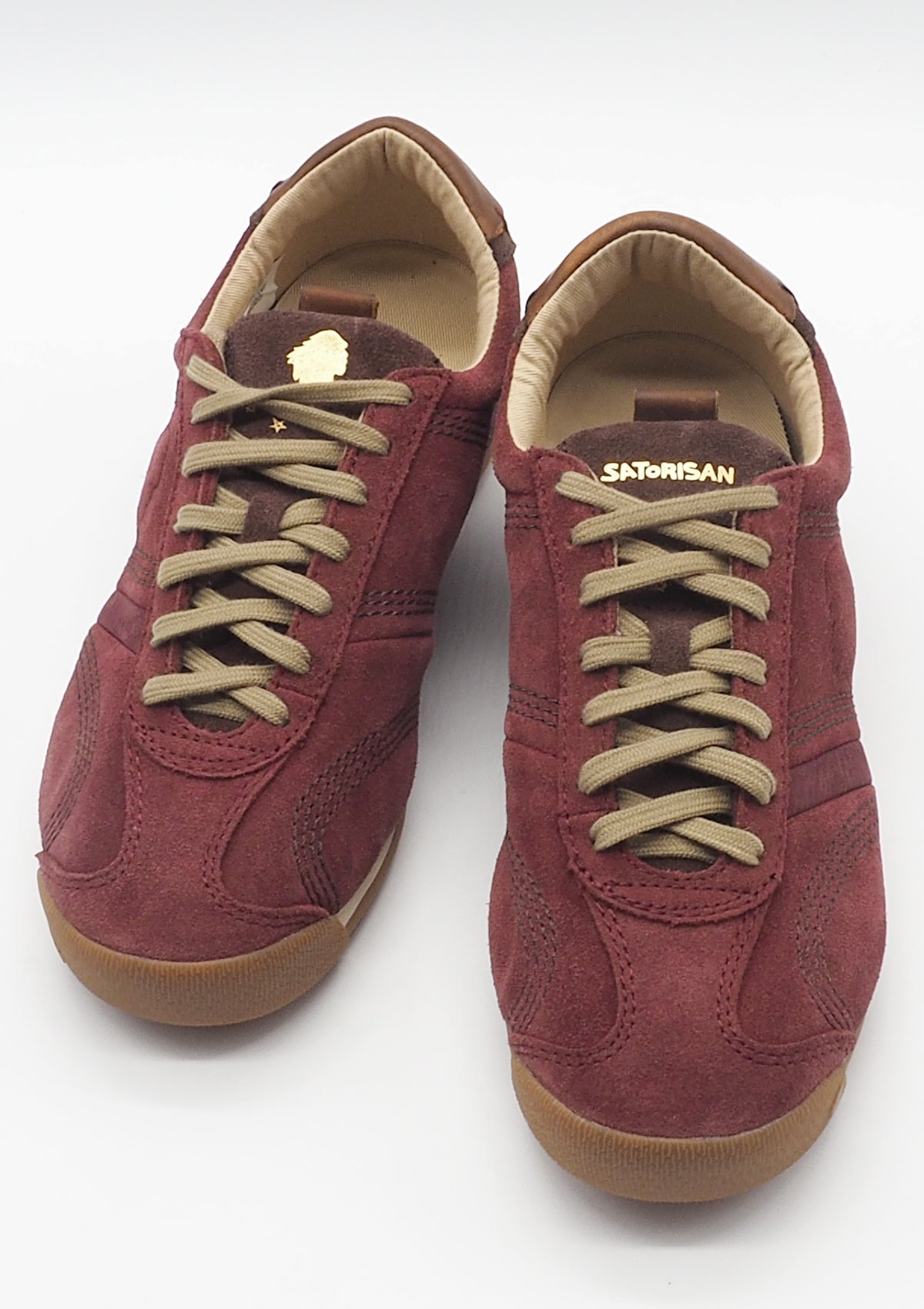 Damen Retro-Sneaker aus Veloursleder in Bordeaux - Stardust Damen Sneaker Satorisan