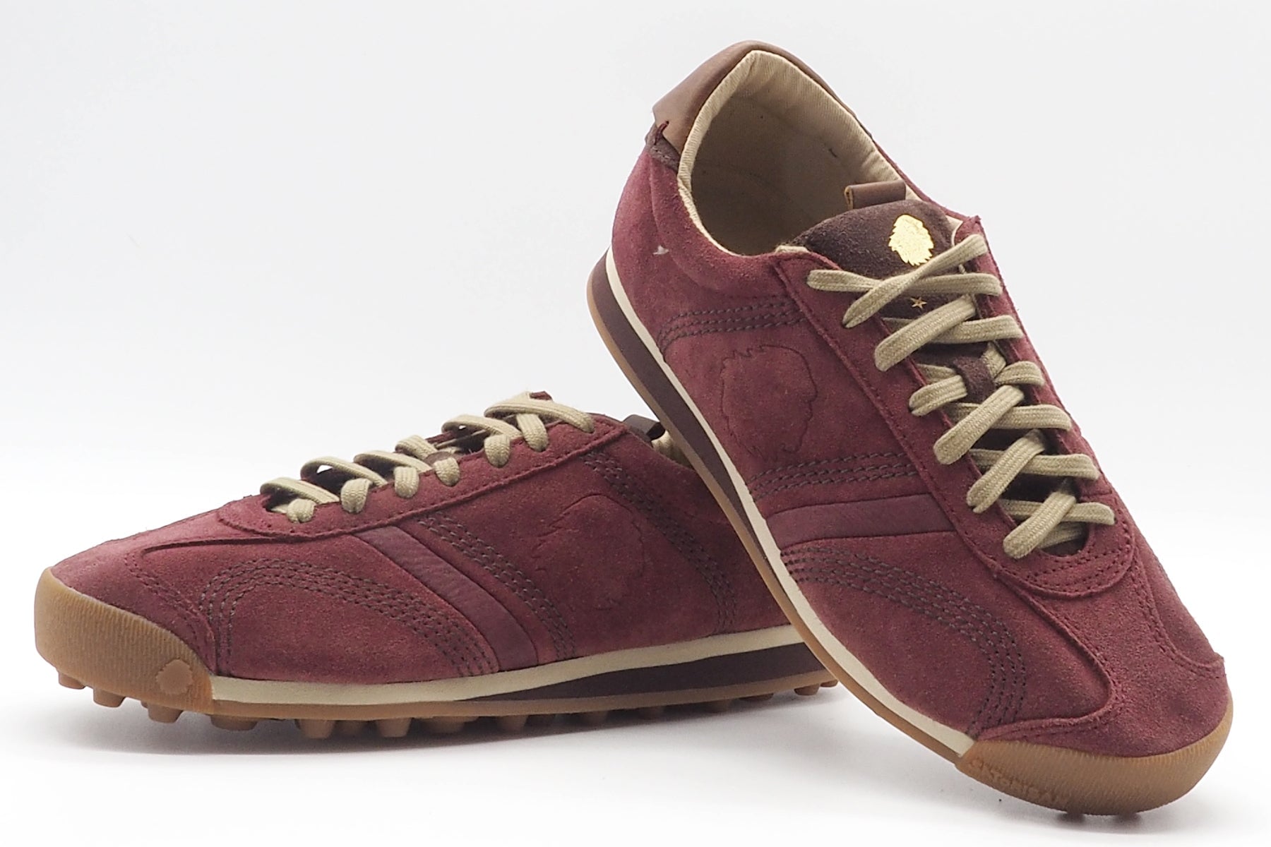 Damen Retro-Sneaker aus Veloursleder in Bordeaux - Stardust Damen Sneaker Satorisan