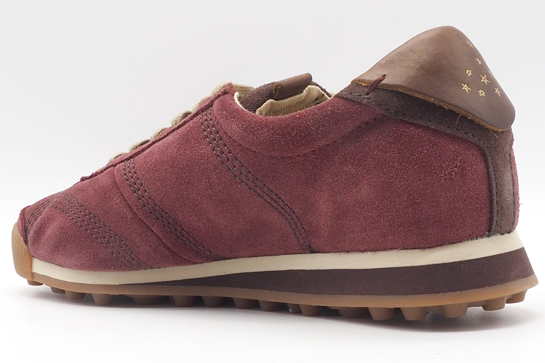 Damen Retro-Sneaker aus Veloursleder in Bordeaux - Stardust Damen Sneaker Satorisan
