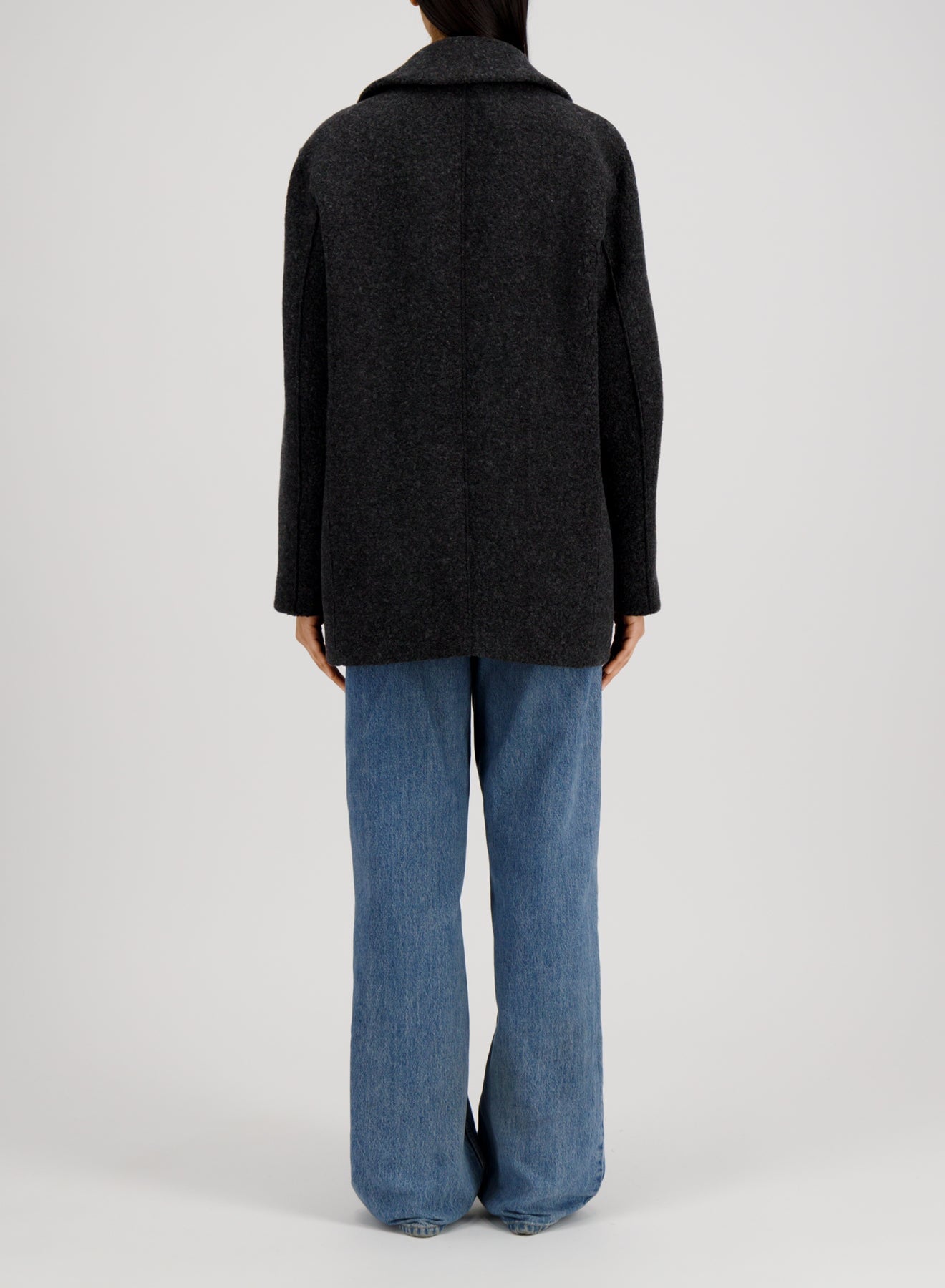 Damen Sailor Jacket mit Kragen in Bouclè - Anthracite Damen Jacke Harris Wharf London