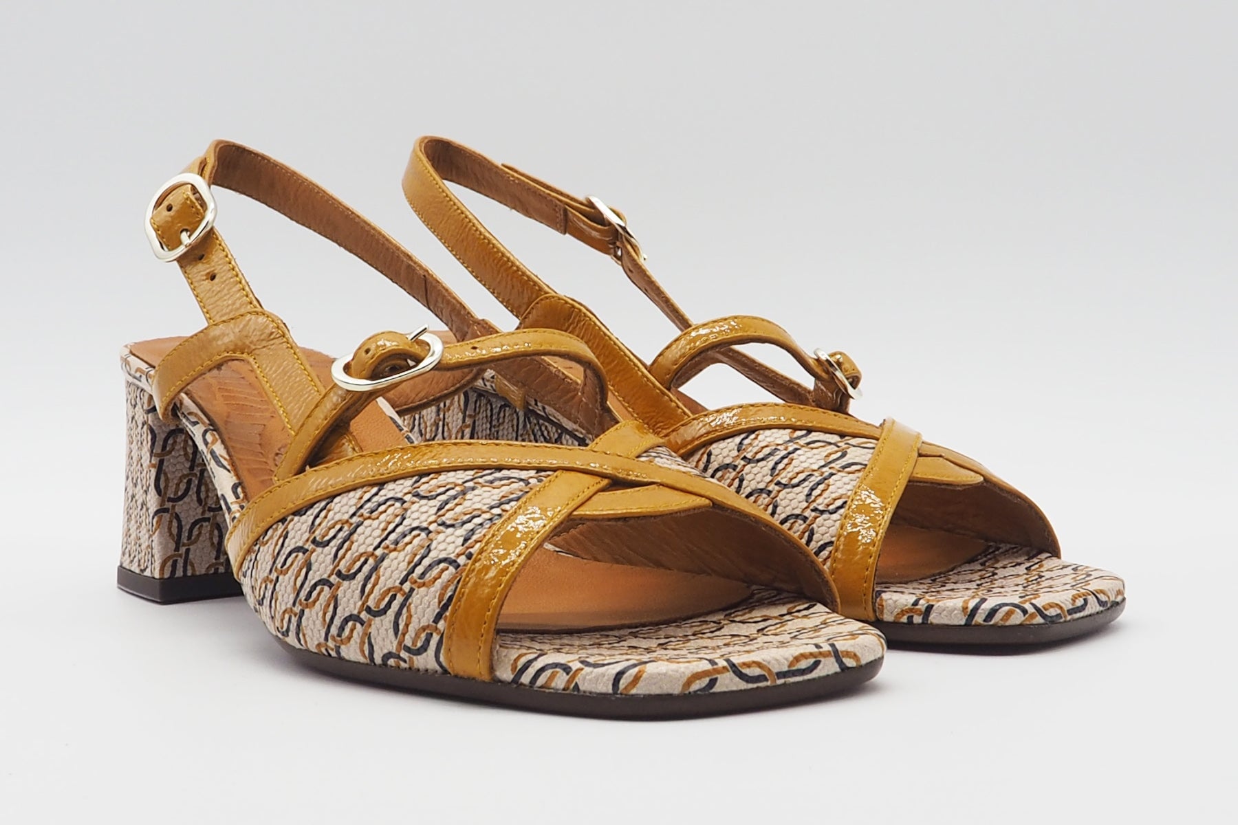 Damen Sandale aus bedrucktem Leder in Multicolor - Leini - Absatz 6,5cm Damen Sandalen Chie Mihara