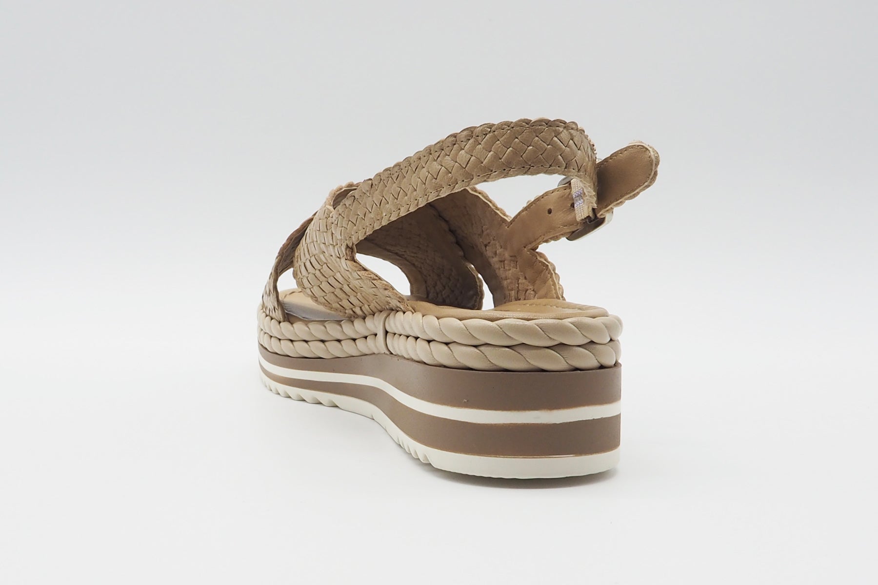 Damen Sandale aus geflochtenem Leder in Beige - Absatz 4cm Damen Sandalen Pons Quintana