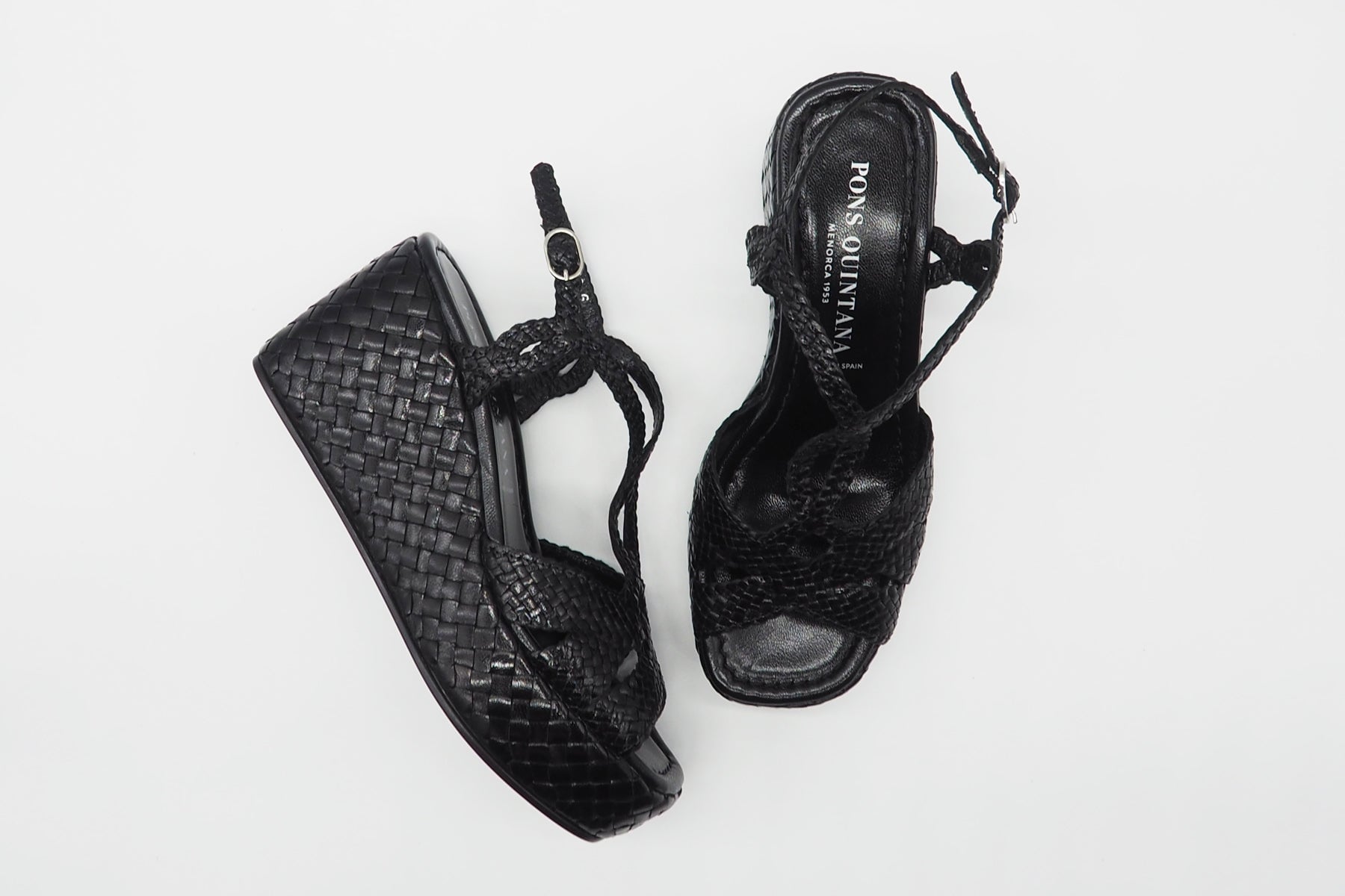 Damen Sandale aus geflochtenem Leder in Schwarz - Absatz 9cm Damen Sandalen Pons Quintana