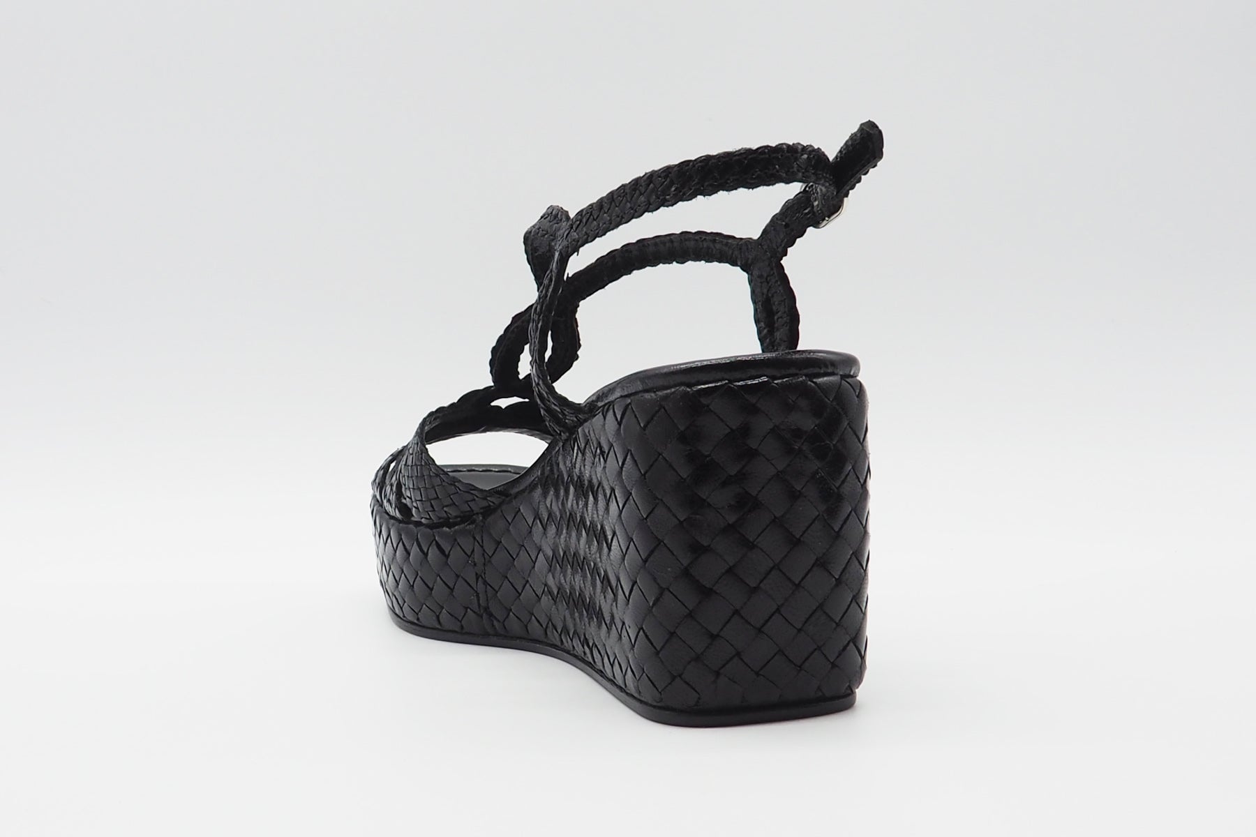 Damen Sandale aus geflochtenem Leder in Schwarz - Absatz 9cm Damen Sandalen Pons Quintana