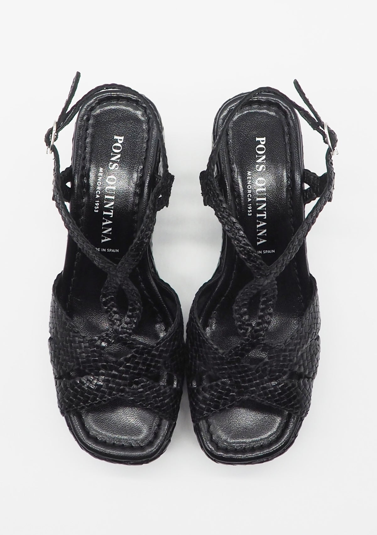 Damen Sandale aus geflochtenem Leder in Schwarz - Absatz 9cm Damen Sandalen Pons Quintana