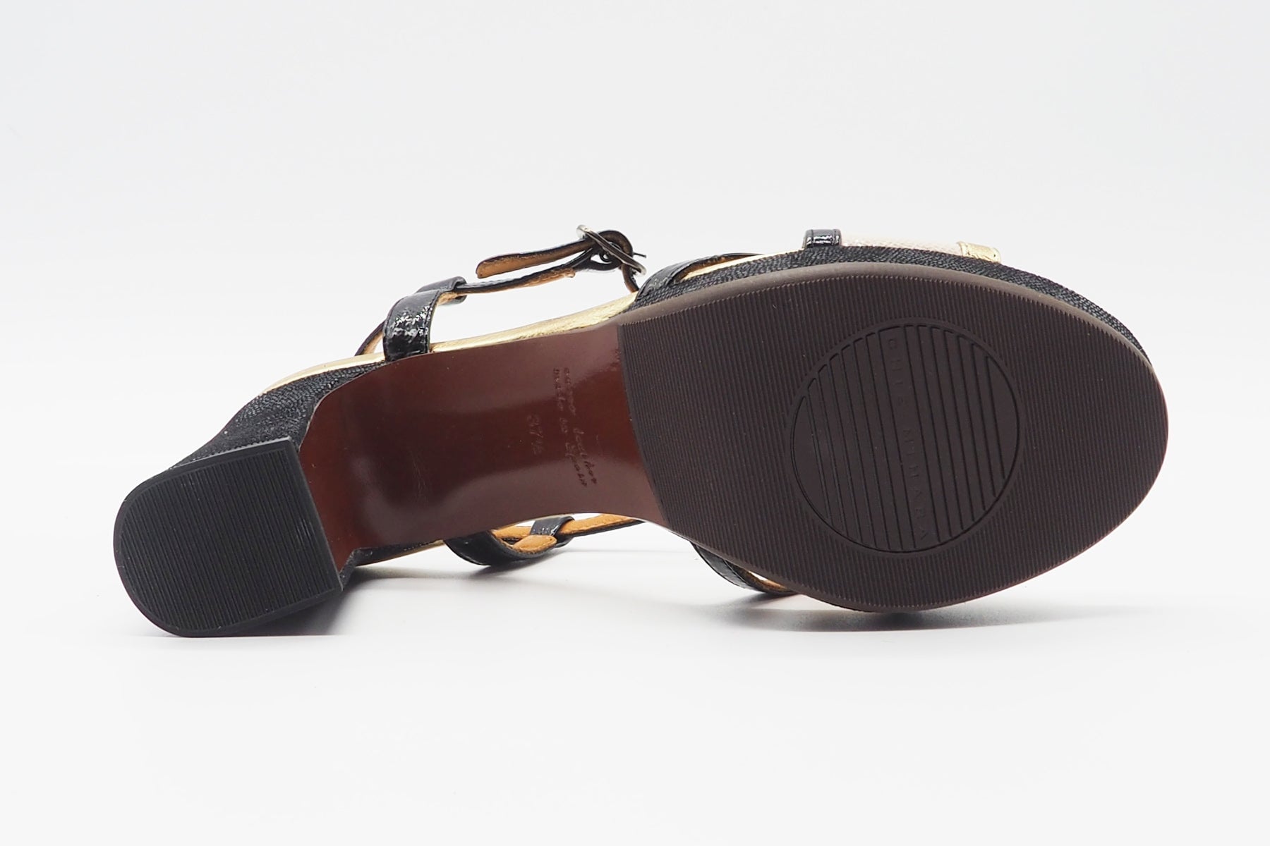 Damen Sandale aus Leder in Schwarz & Beige - Kat - Absatz 9cm Damen Sandalen Chie Mihara