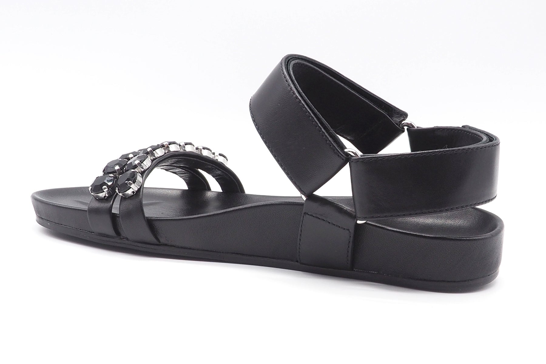 Damen Sandale aus Leder in Schwarz mit Tieffussbett & Strasssteinen Damen Sandalen Kennel & Schmenger