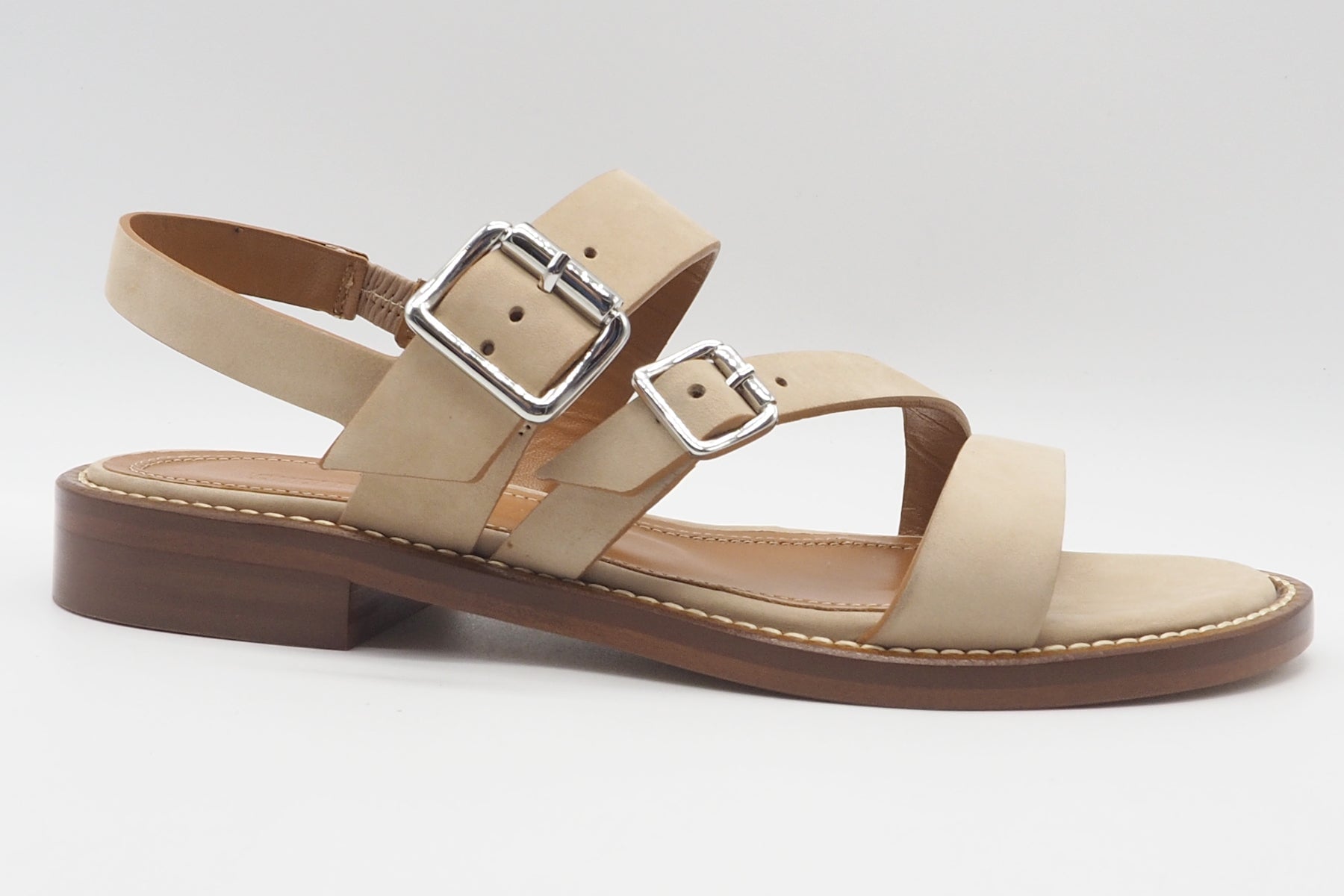 Damen Sandale aus softem Nubukleder in Beige - 3 cm Absatz Damen Sandalen Guglielmo Rotta