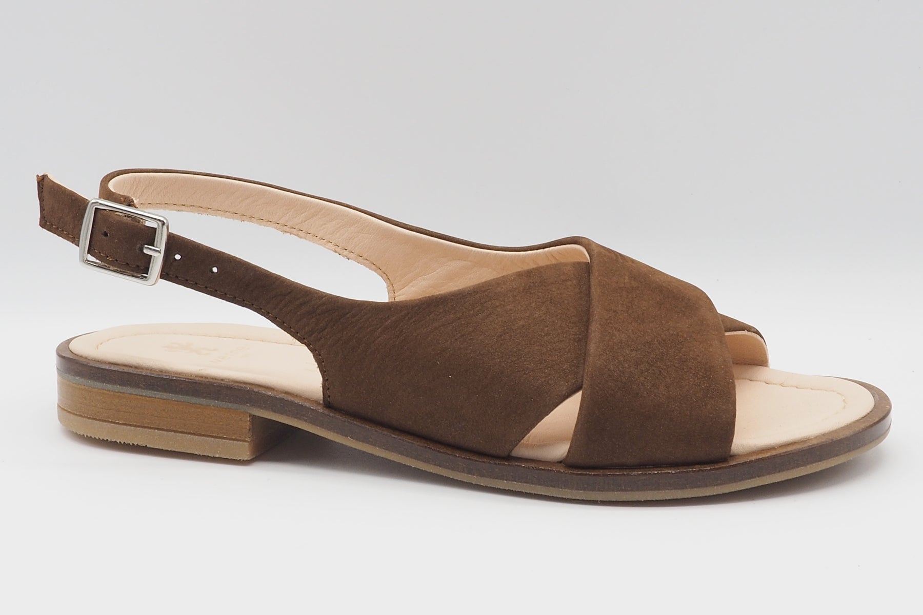 Damen Sandale aus softem Nubukleder in Braun - 1,5 cm Absatz Damen Sandalen Werner