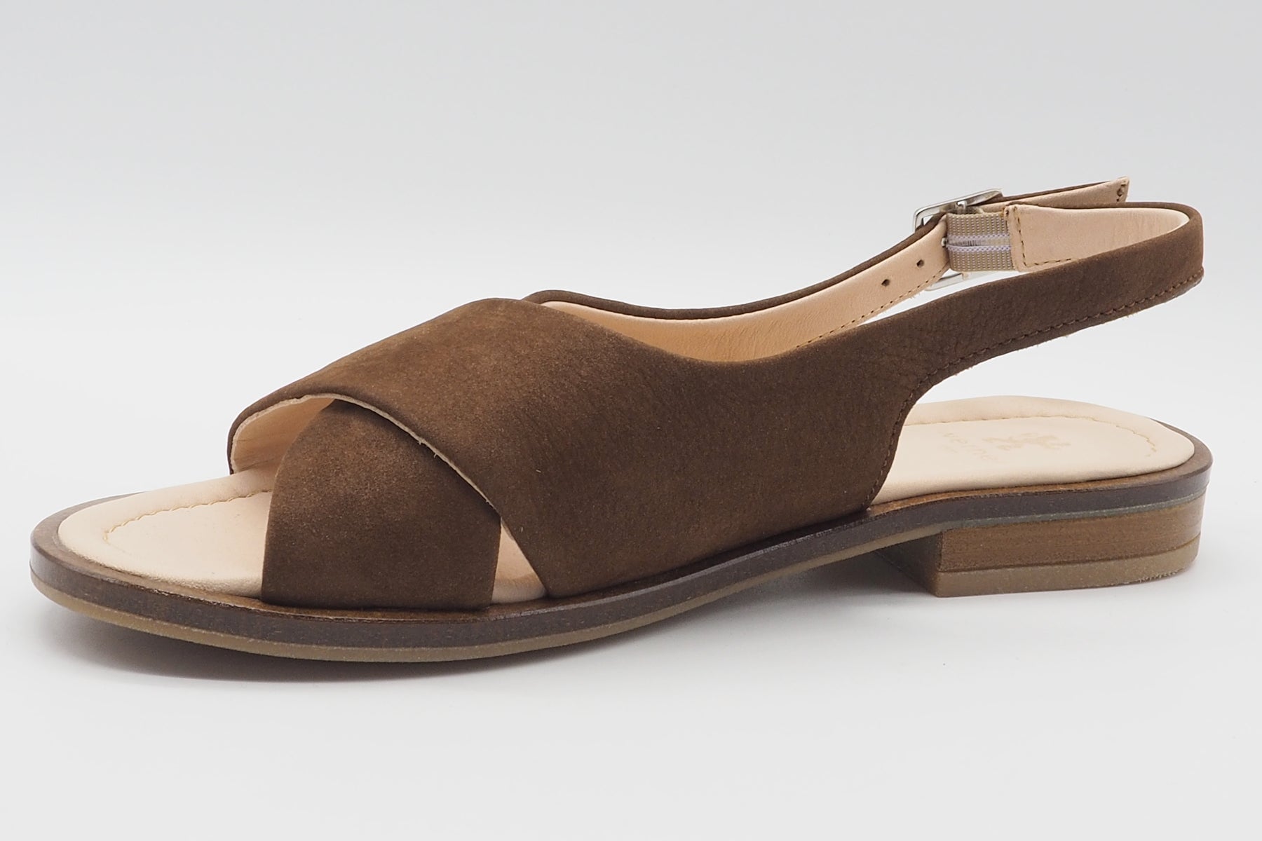 Damen Sandale aus softem Nubukleder in Braun - 1,5 cm Absatz Damen Sandalen Werner