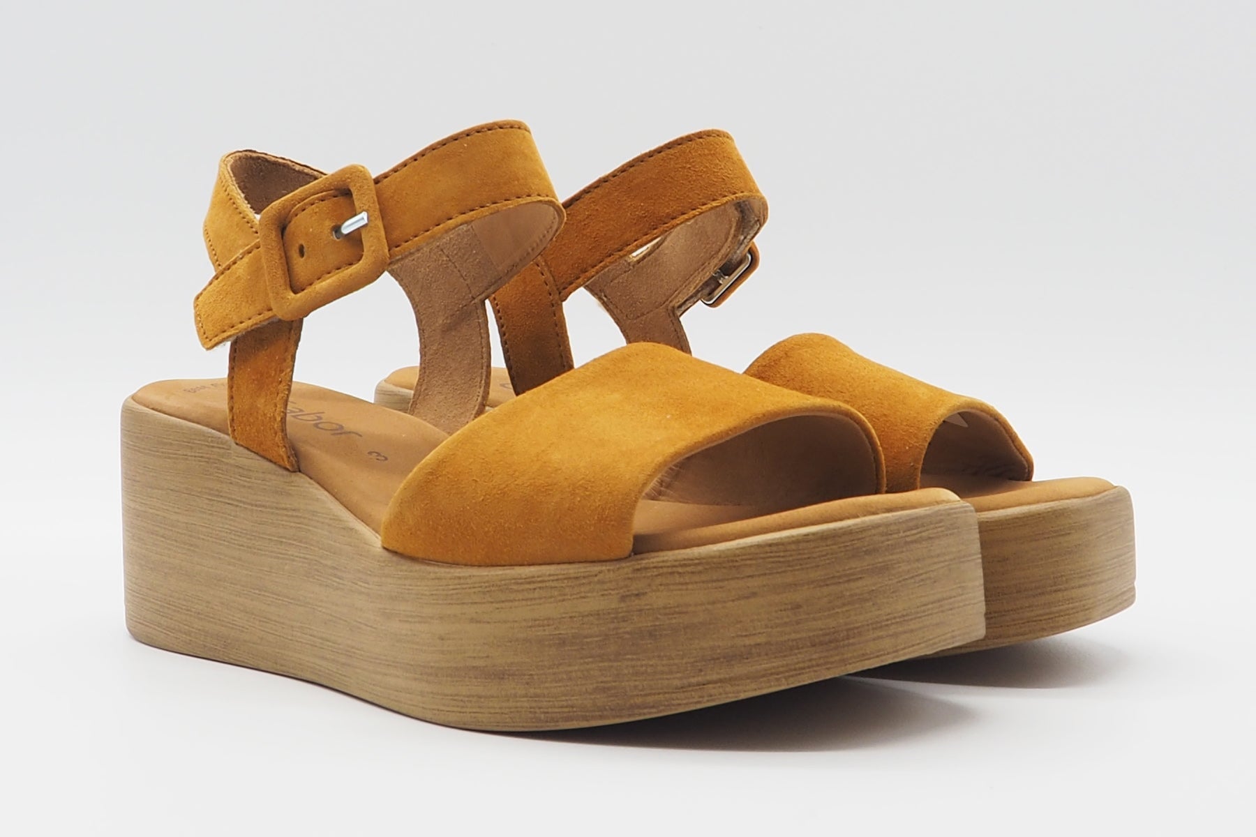 Damen Sandale aus Veloursleder in Cognac - Absatz 6cm Damen Sandalen Gabor