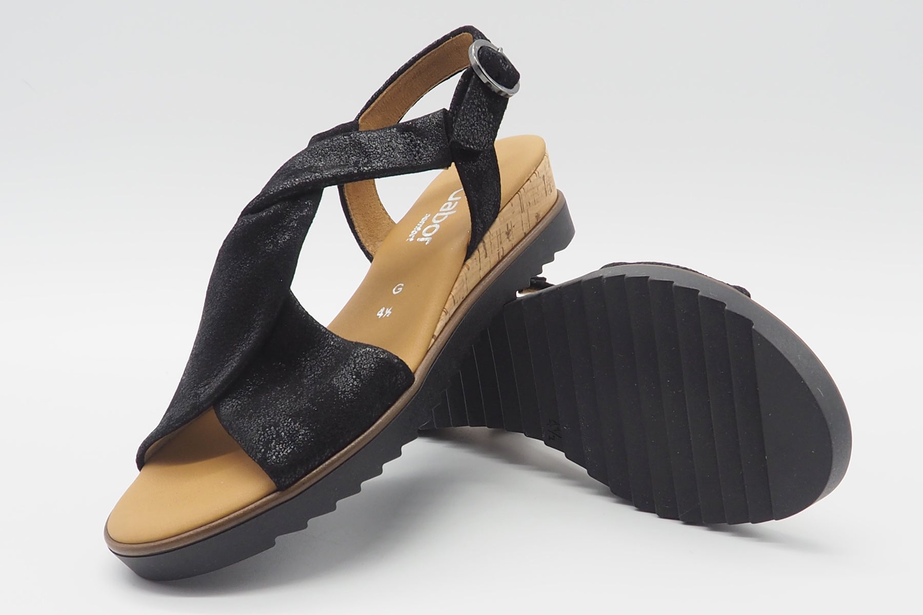 Damen Sandale aus Veloursleder in Schwarz Damen Sandalen Gabor