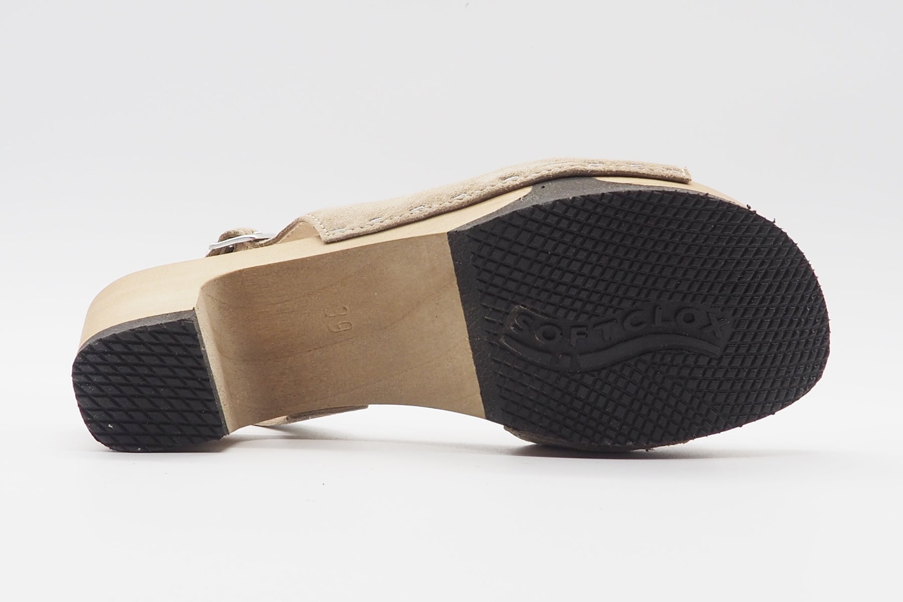 Damen Sandale aus Veloursleder in Taupe auf flexiblen Holzsohlen - Konny Damen Sandalen Softclox