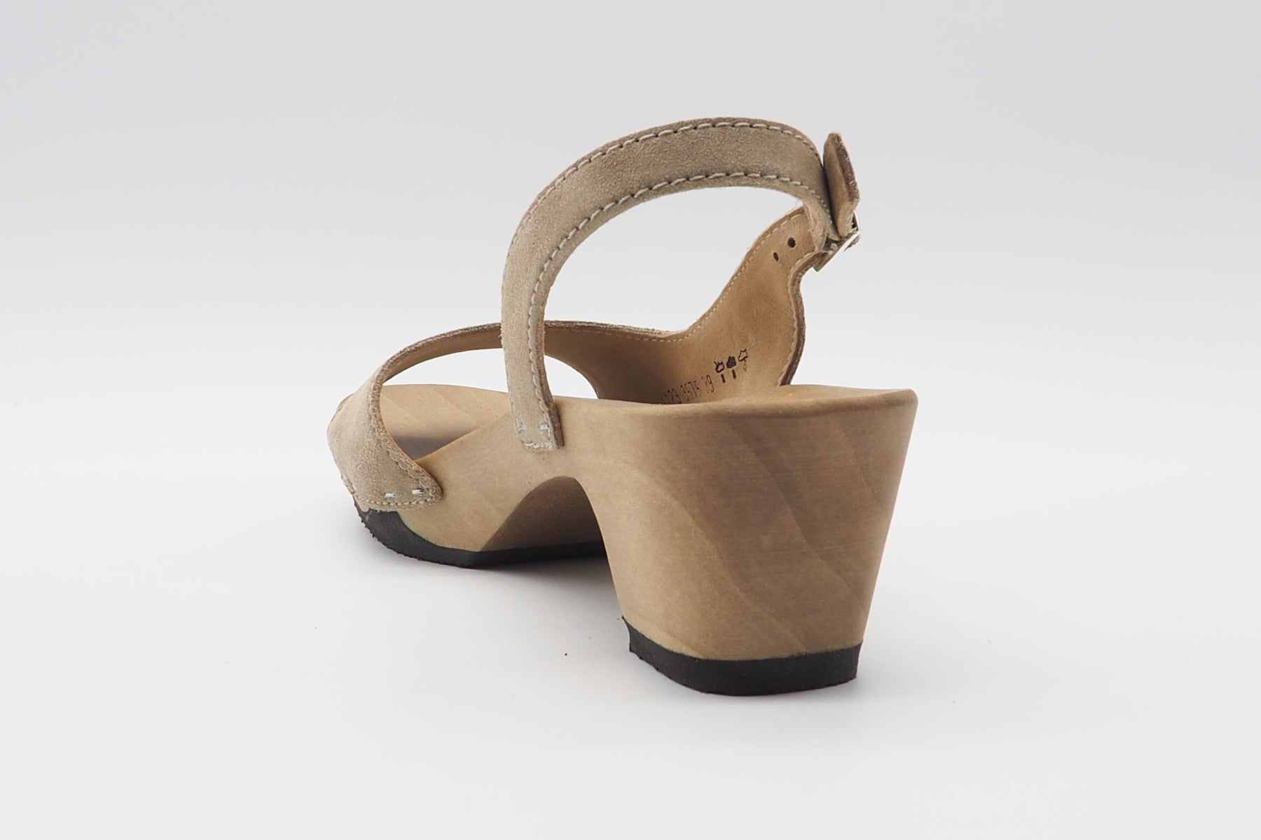 Damen Sandale aus Veloursleder in Taupe auf flexiblen Holzsohlen - Konny Damen Sandalen Softclox